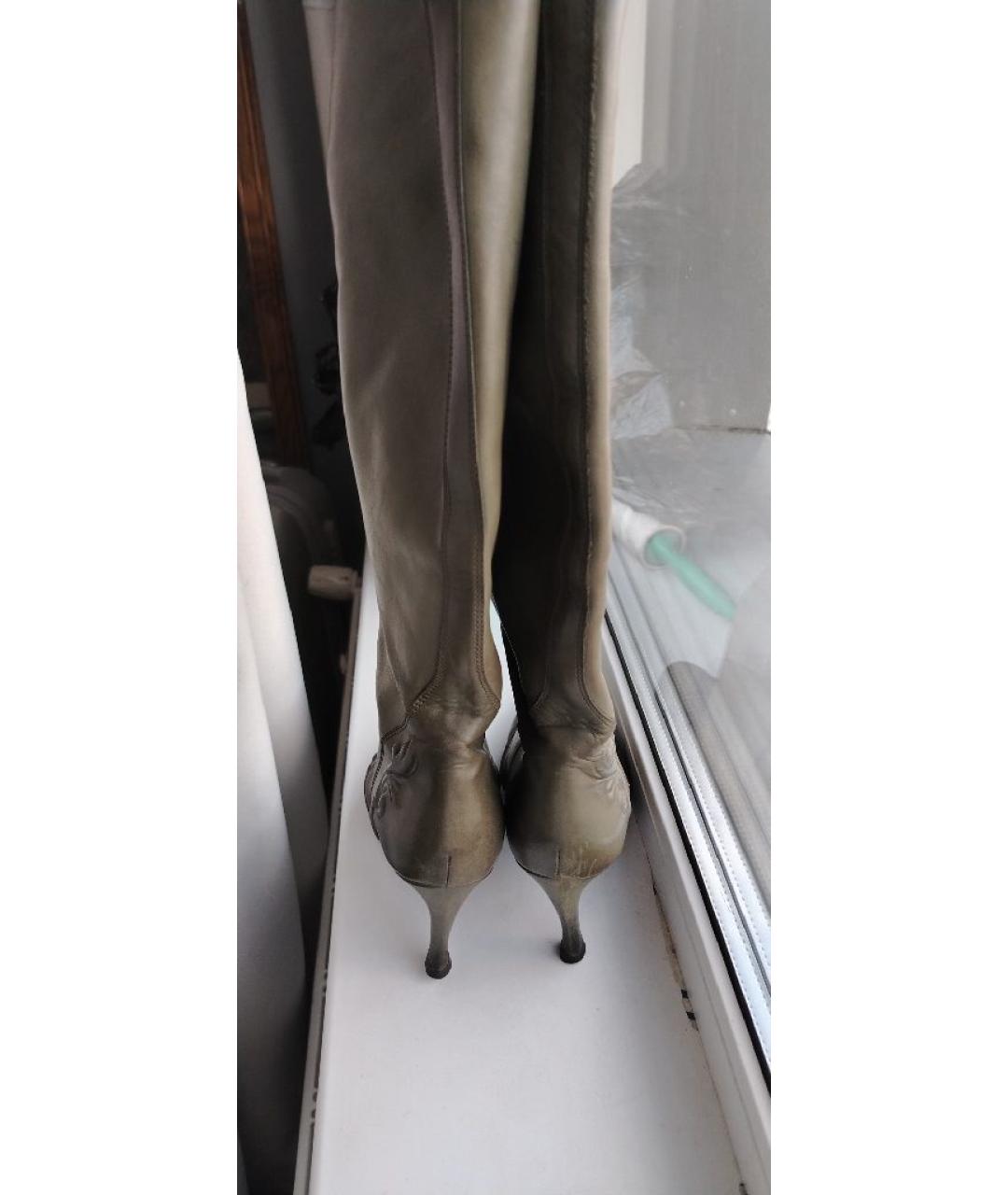 BOTTEGA VENETA Хаки кожаные сапоги, фото 4