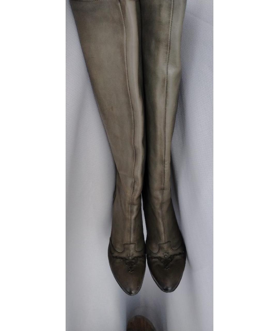 BOTTEGA VENETA Хаки кожаные сапоги, фото 2