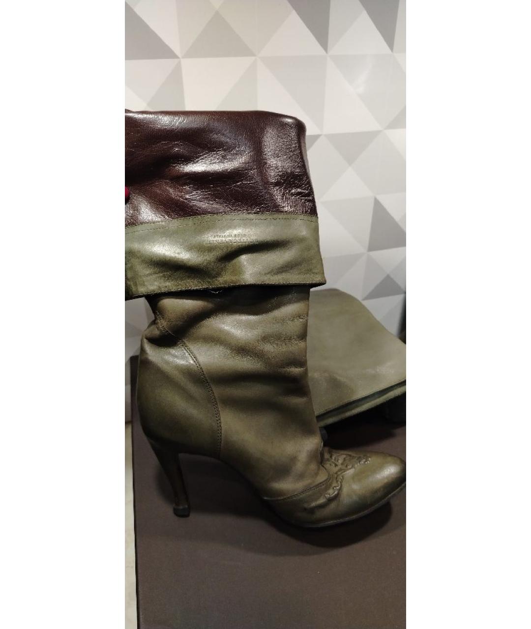 BOTTEGA VENETA Хаки кожаные сапоги, фото 9