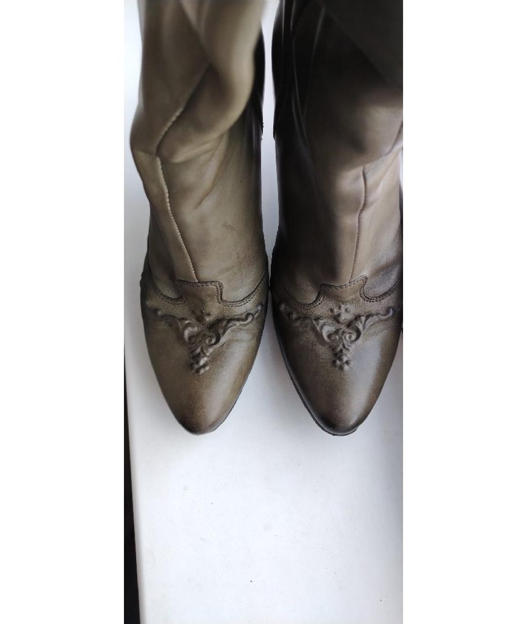 BOTTEGA VENETA Хаки кожаные сапоги, фото 3