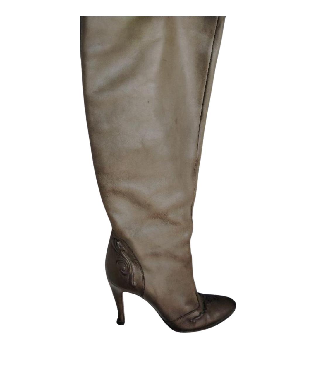 BOTTEGA VENETA Хаки кожаные сапоги, фото 1