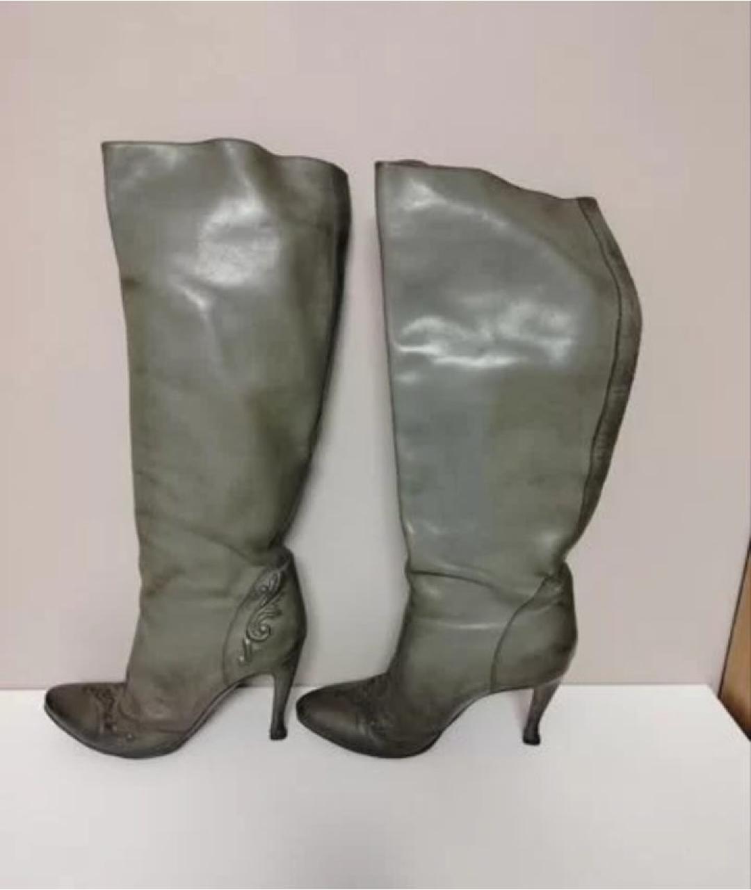 BOTTEGA VENETA Хаки кожаные сапоги, фото 7