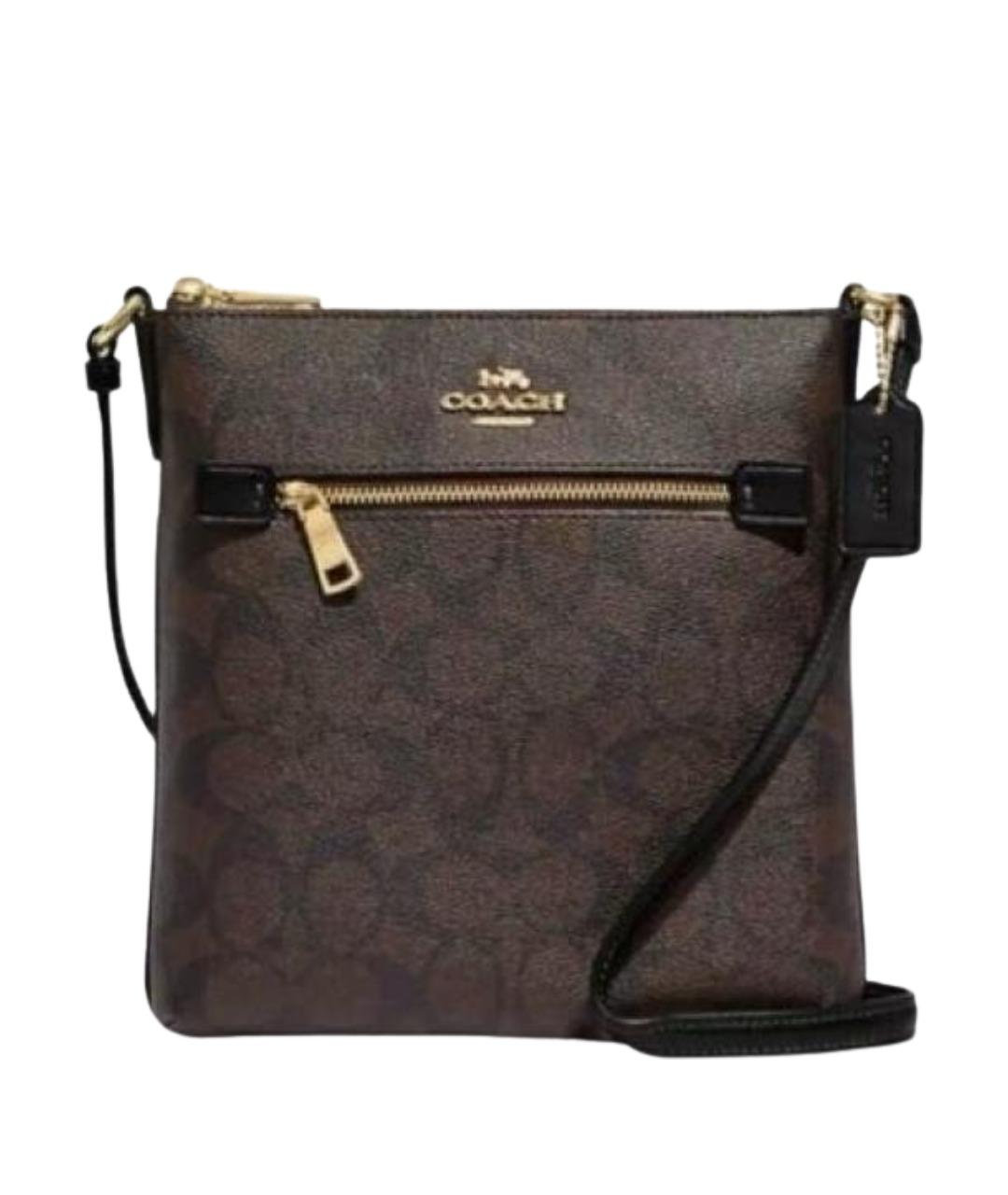 COACH Коричневая кожаная сумка через плечо, фото 1