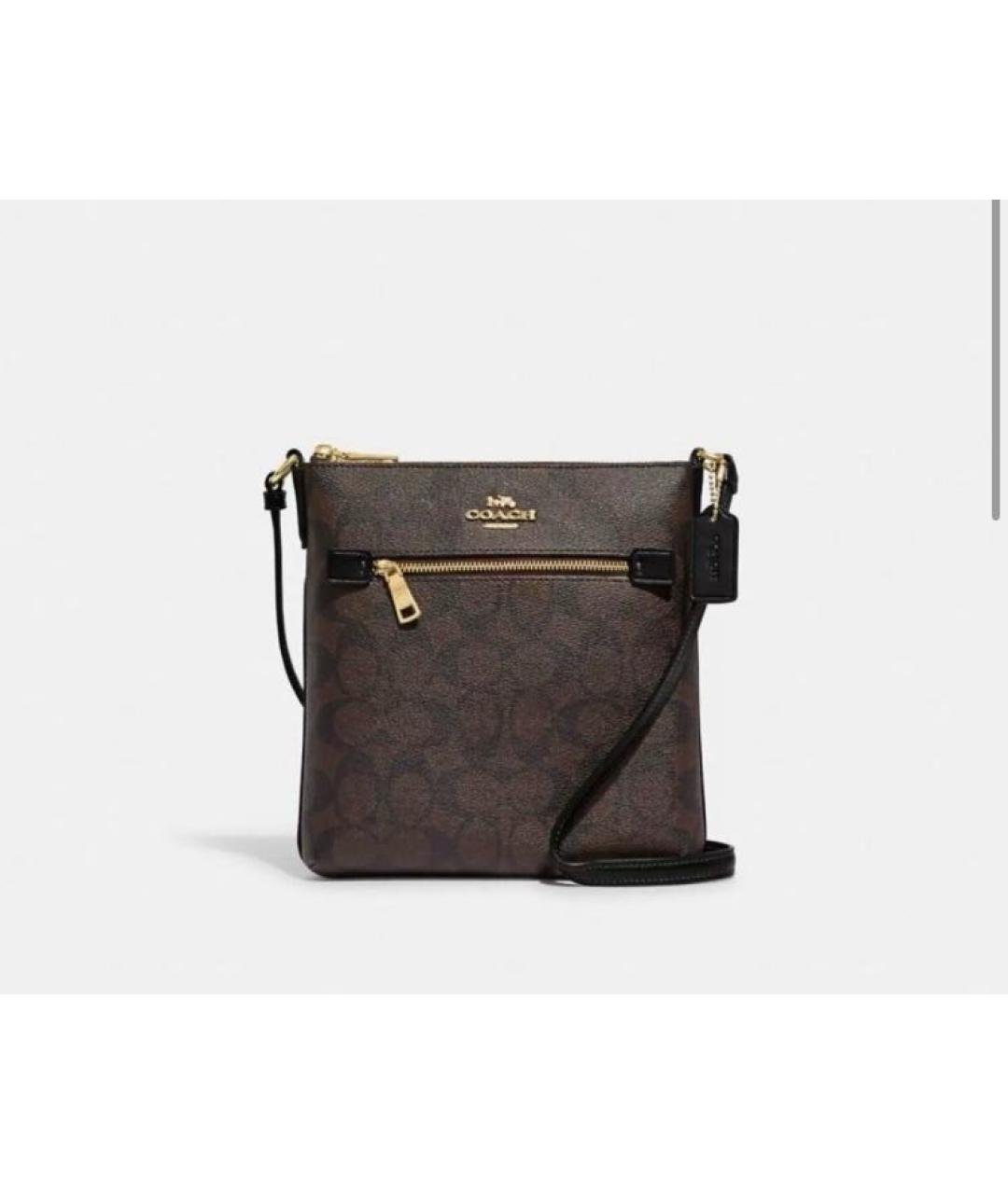 COACH Коричневая кожаная сумка через плечо, фото 9