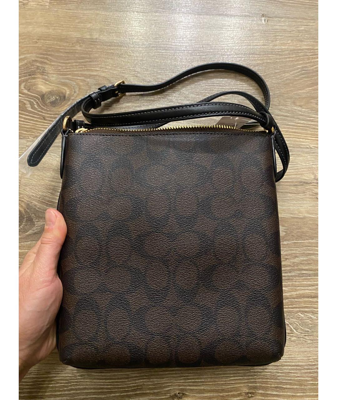 COACH Коричневая кожаная сумка через плечо, фото 6