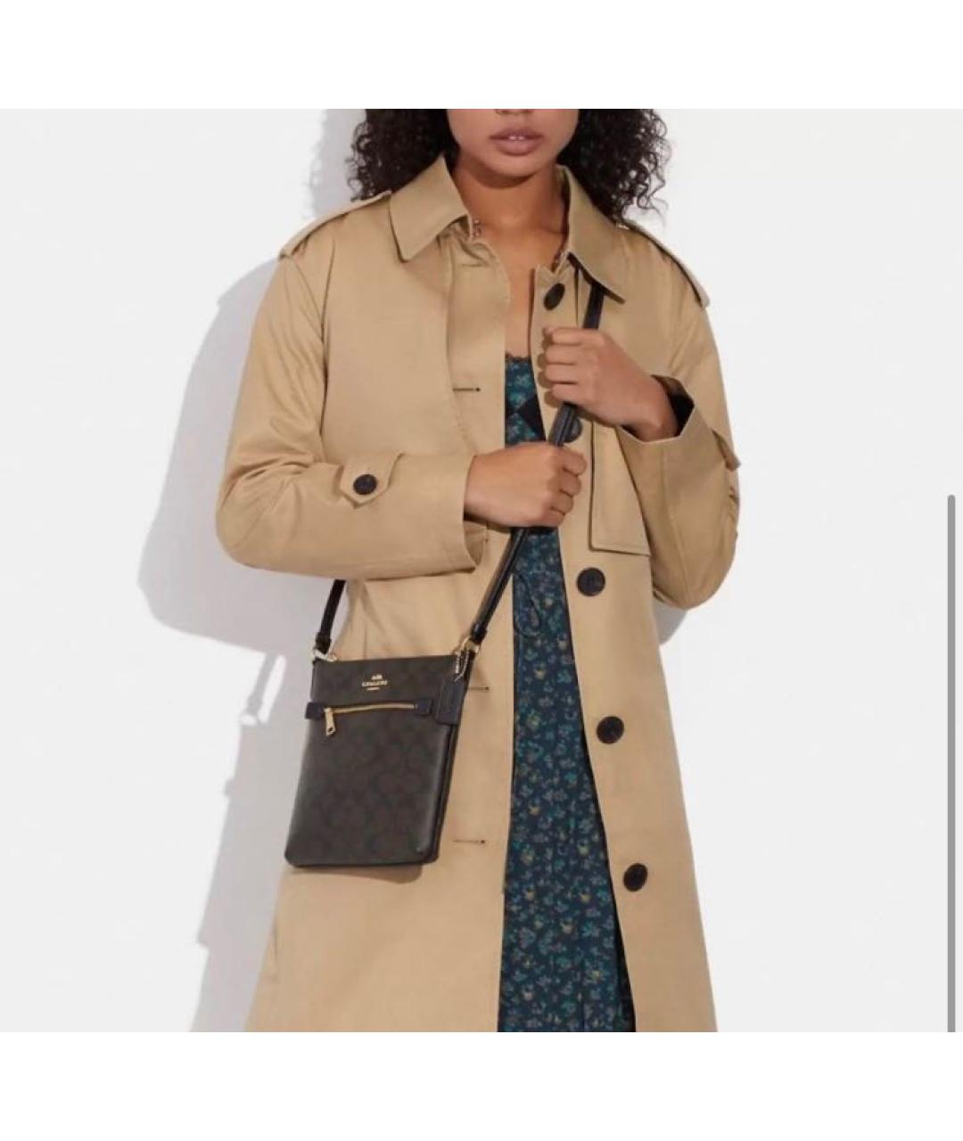 COACH Коричневая кожаная сумка через плечо, фото 2