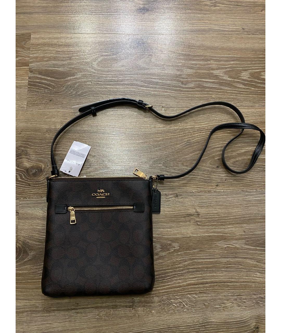 COACH Коричневая кожаная сумка через плечо, фото 3