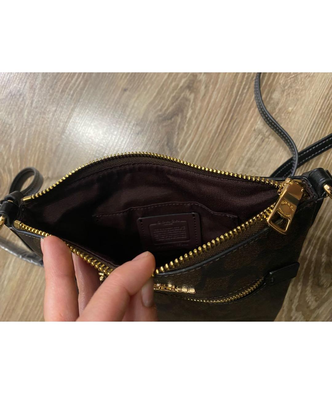 COACH Коричневая кожаная сумка через плечо, фото 7