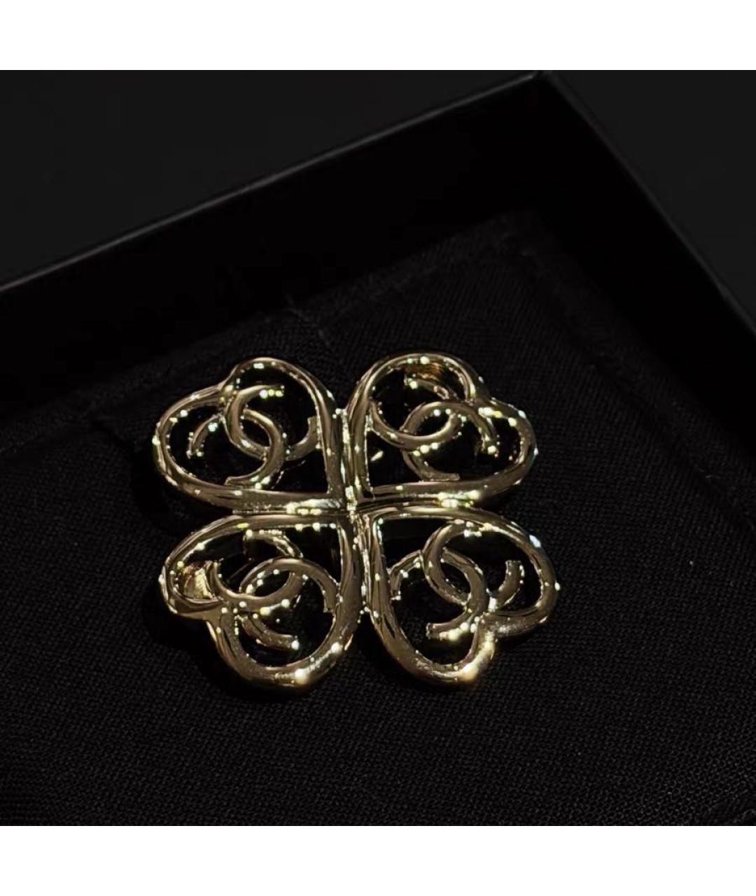 CHANEL Золотая металлическая брошь, фото 4