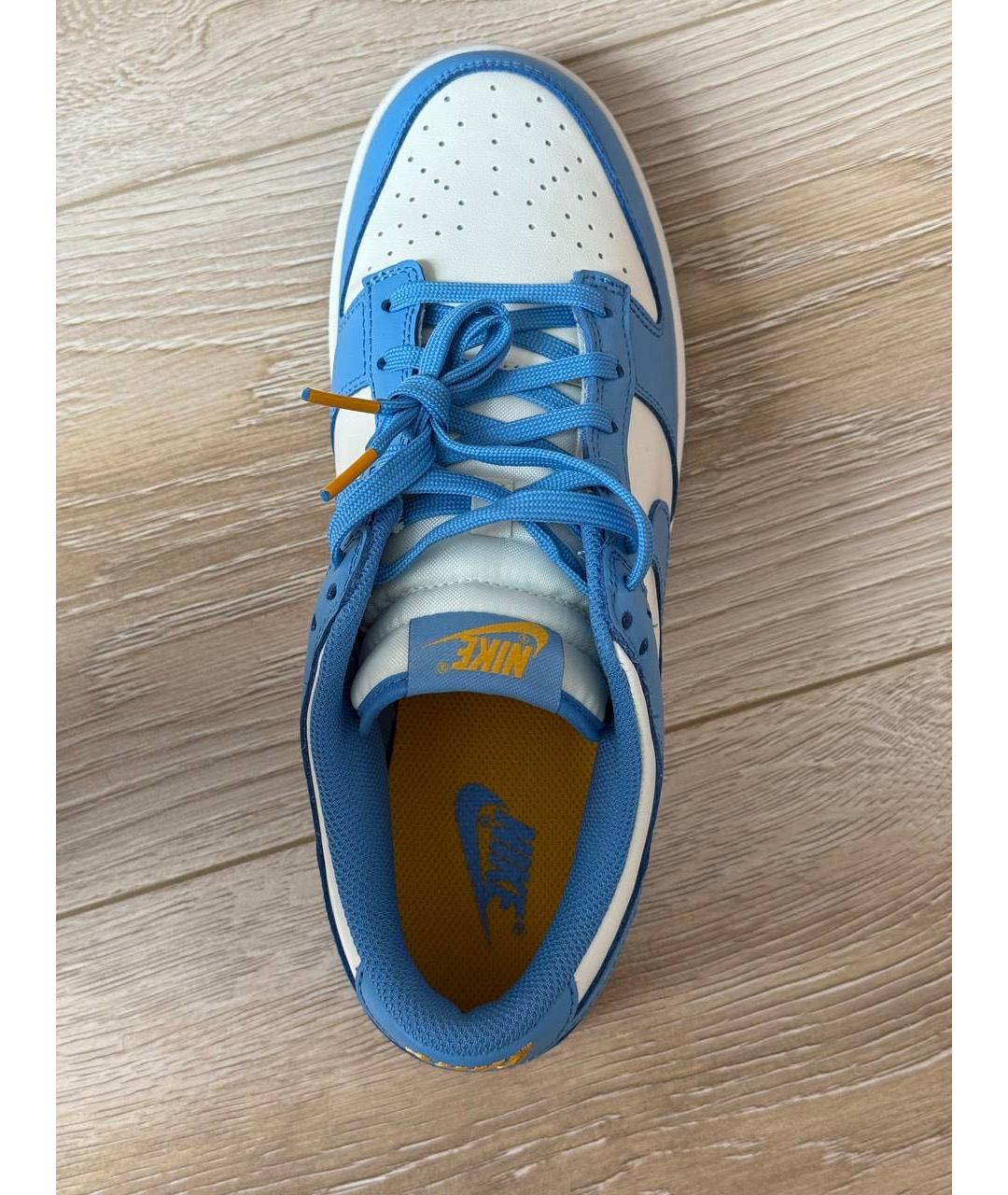 NIKE Голубые кожаные низкие кроссовки / кеды, фото 3