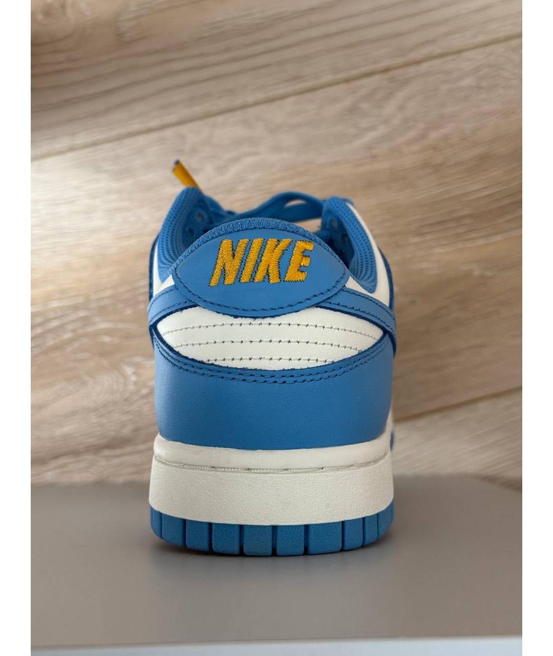 NIKE Голубые кожаные низкие кроссовки / кеды, фото 4