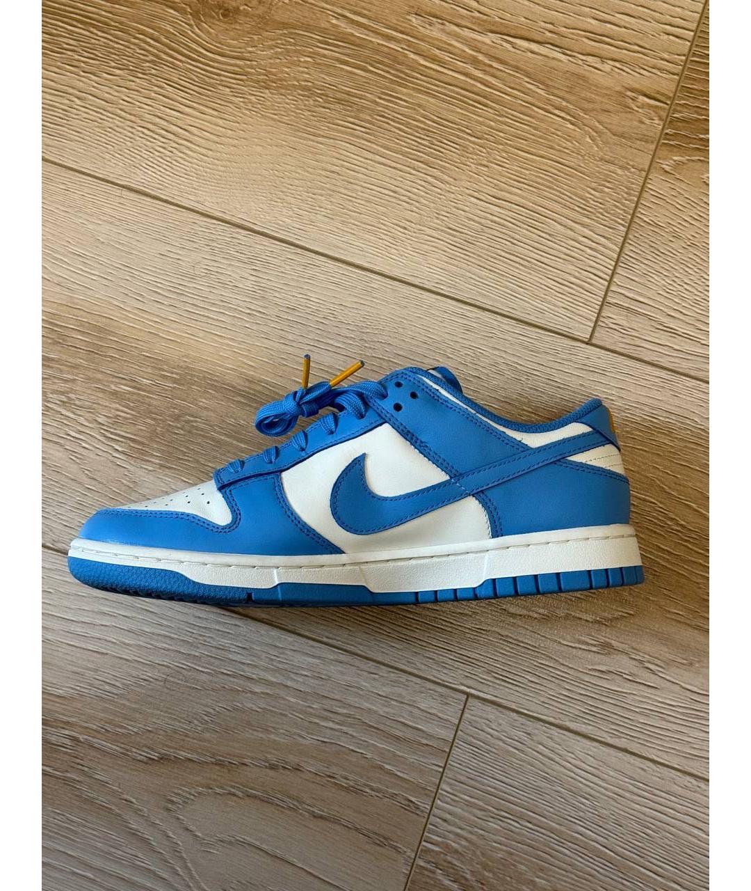 NIKE Голубые кожаные низкие кроссовки / кеды, фото 2