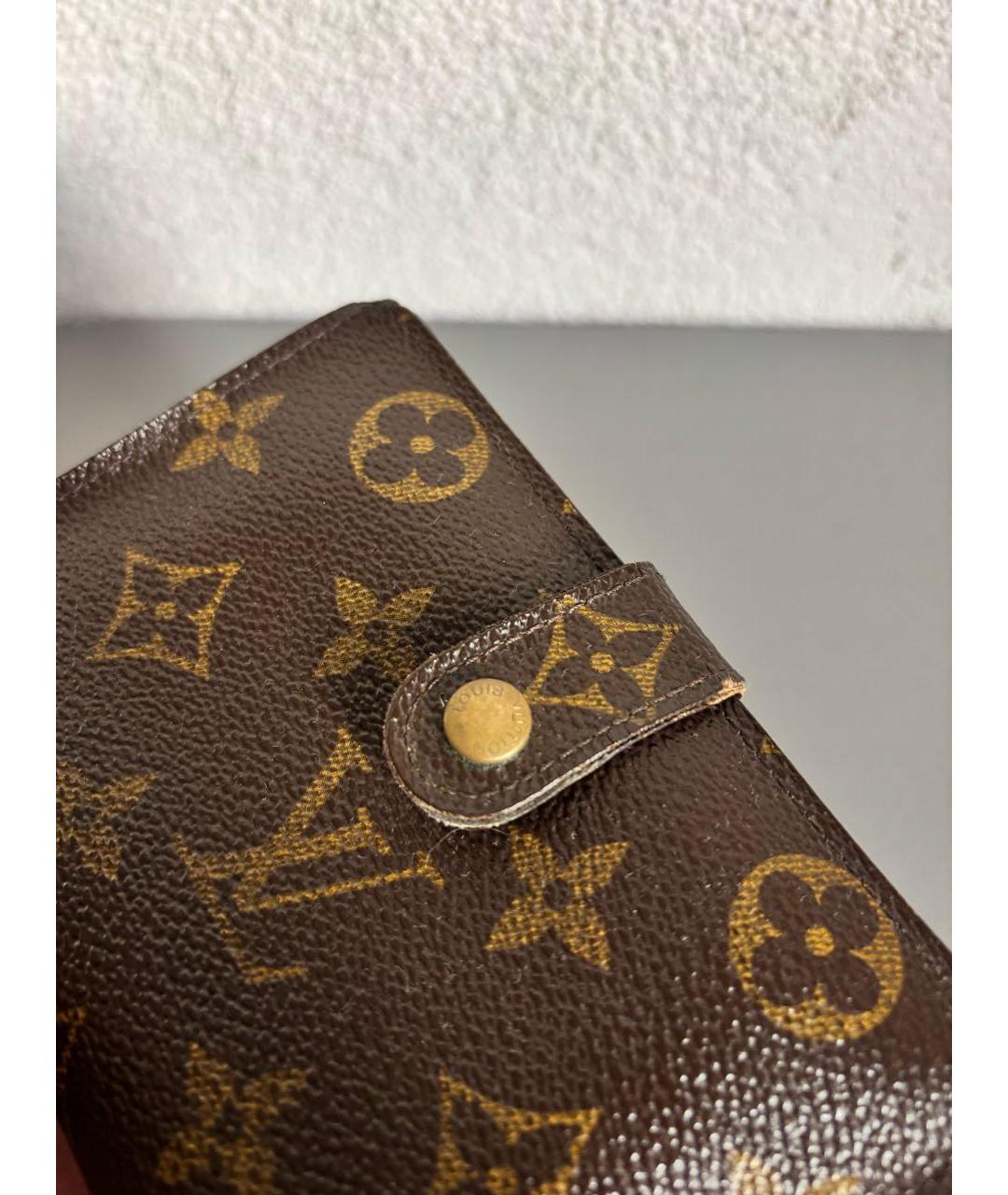 LOUIS VUITTON Коричневый кожаный кошелек, фото 4