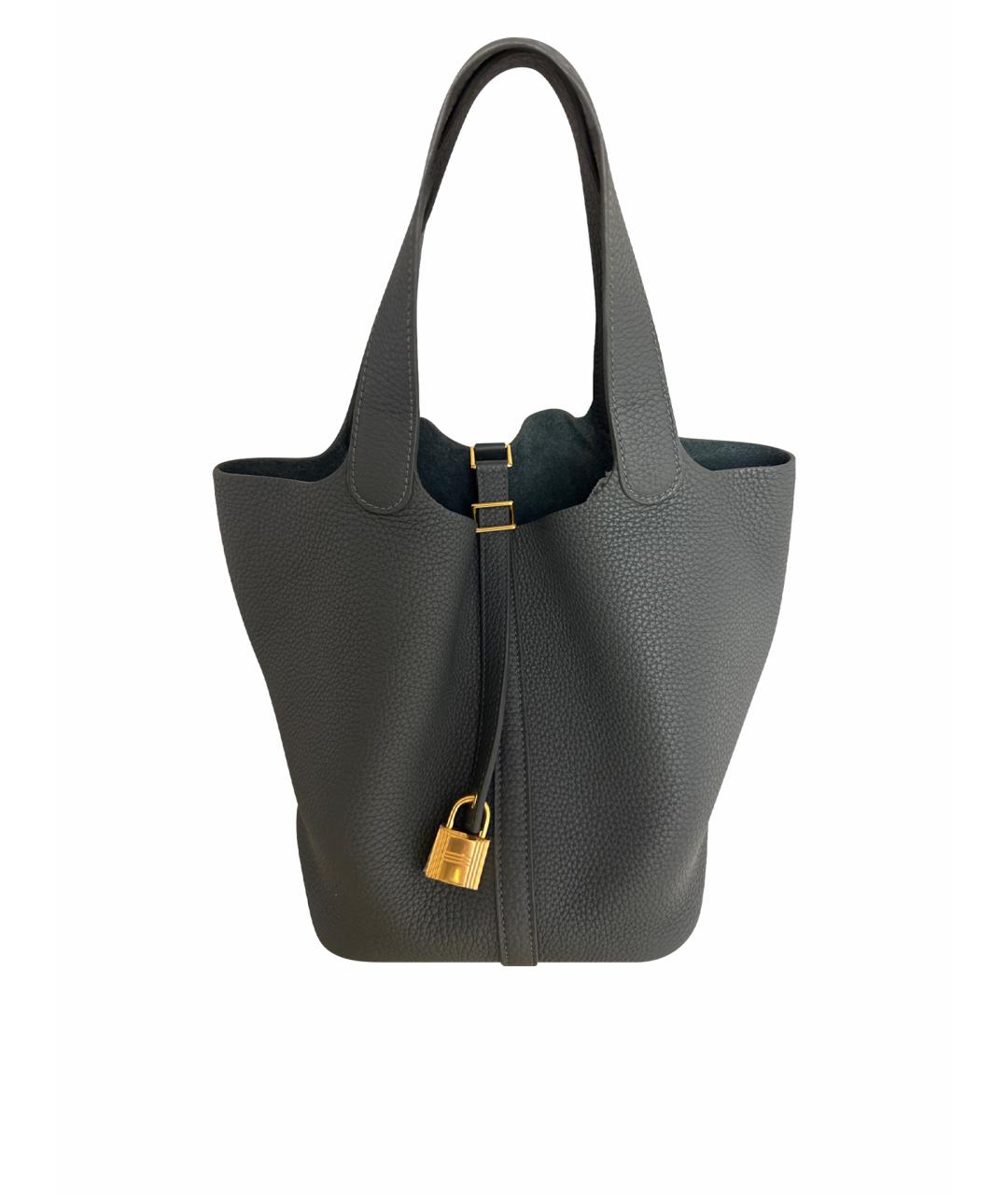 HERMES Зеленая кожаная сумка с короткими ручками, фото 1