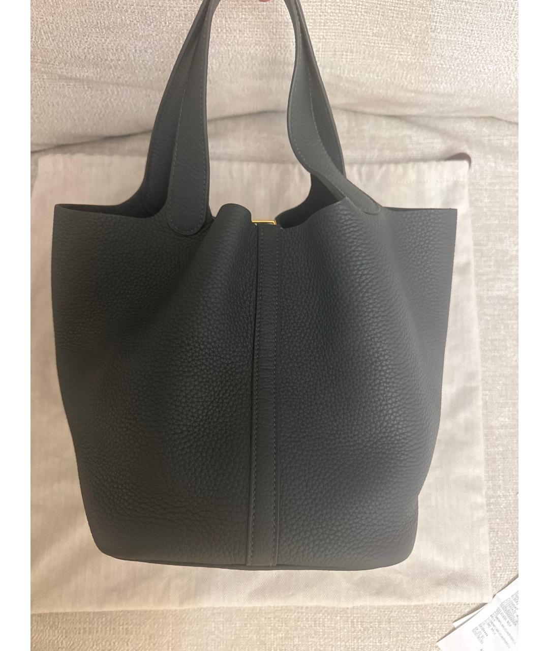 HERMES Зеленая кожаная сумка с короткими ручками, фото 3