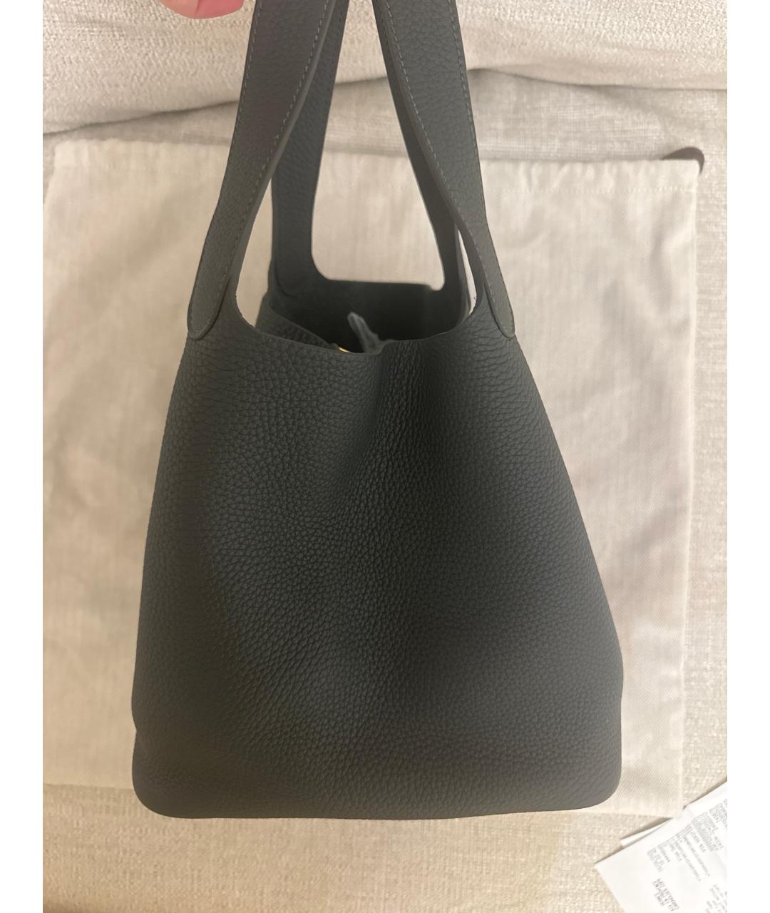 HERMES Зеленая кожаная сумка с короткими ручками, фото 2