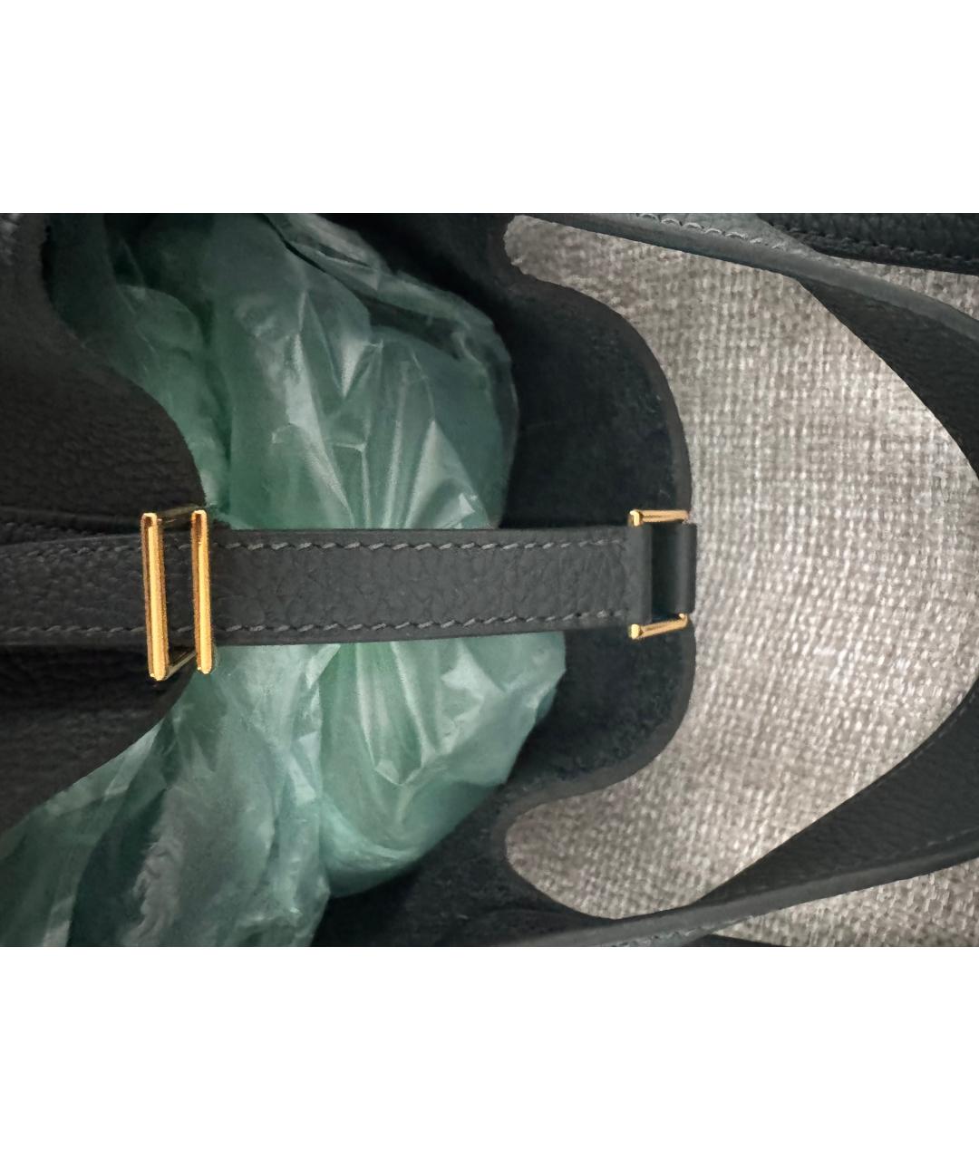 HERMES Зеленая кожаная сумка с короткими ручками, фото 6