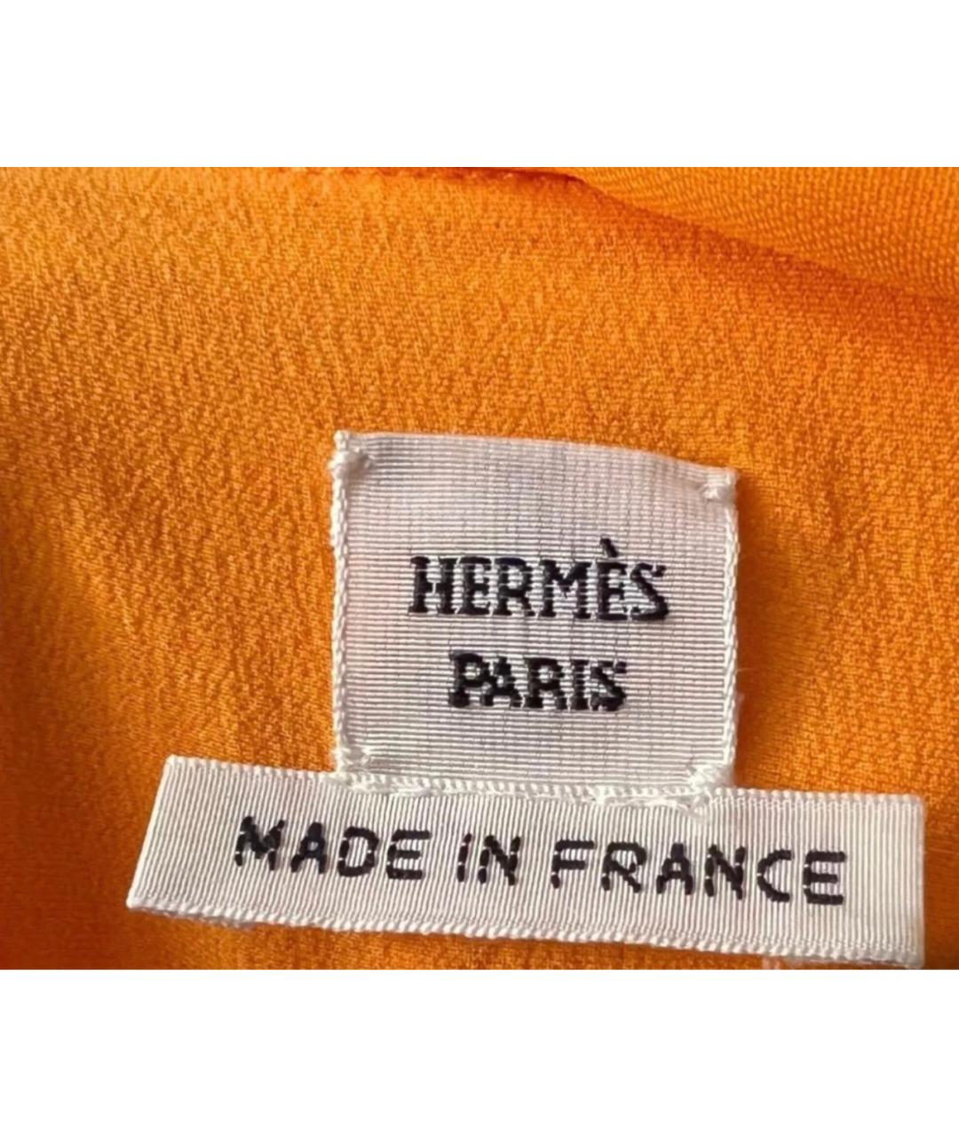 HERMES Оранжевое шелковое повседневное платье, фото 6