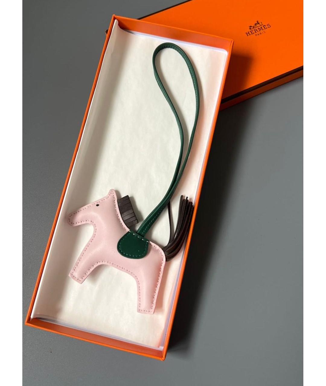HERMES Розовый брелок, фото 3