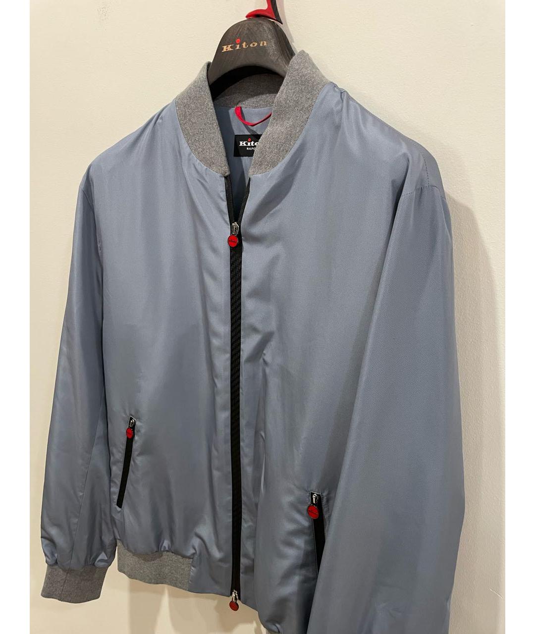 KITON Голубая полиэстеровая куртка, фото 4