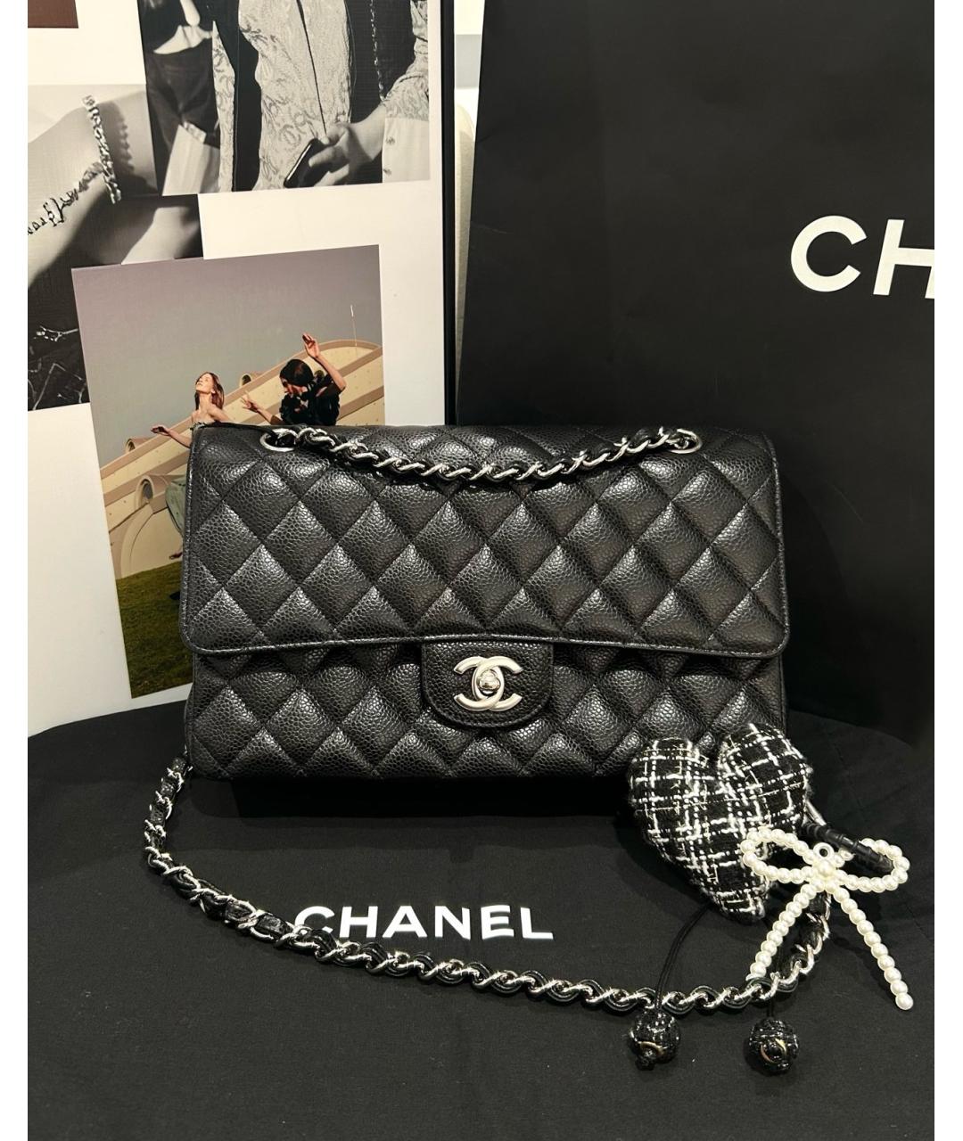 CHANEL Черная кожаная сумка через плечо, фото 9