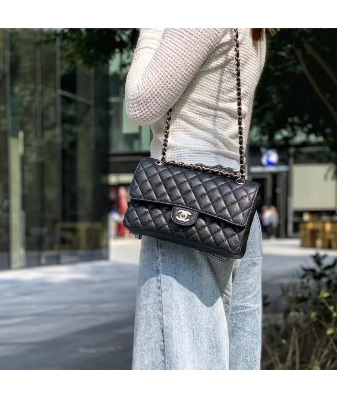 CHANEL Черная кожаная сумка через плечо, фото 8