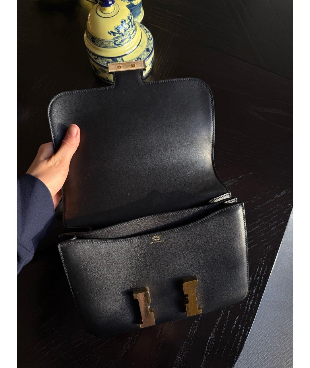 HERMES Черная кожаная сумка через плечо, фото 4