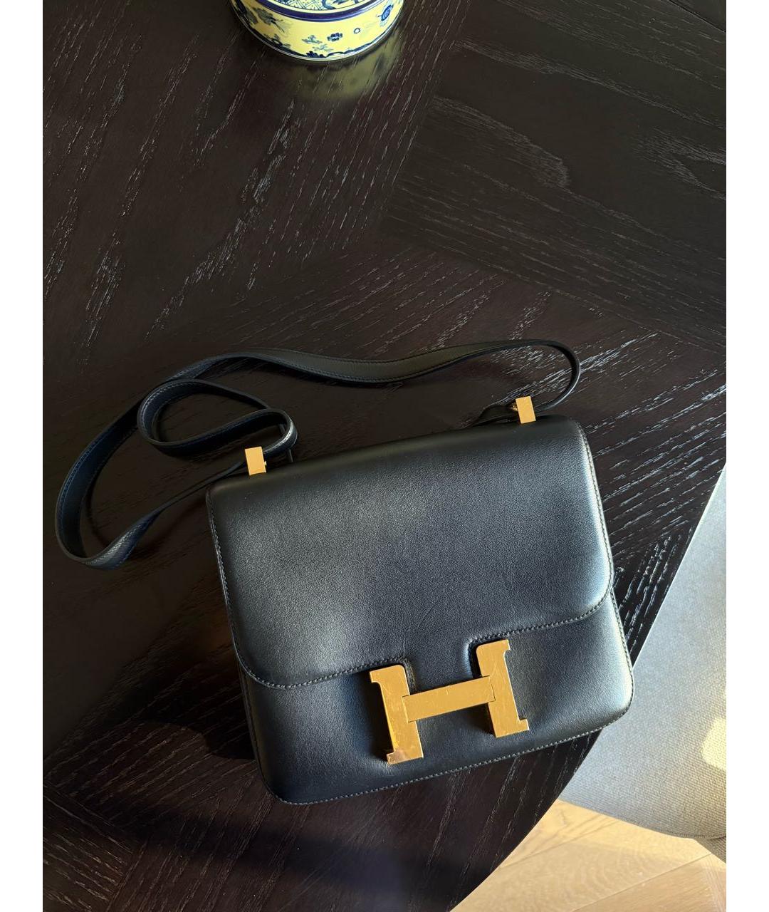 HERMES Черная кожаная сумка через плечо, фото 7