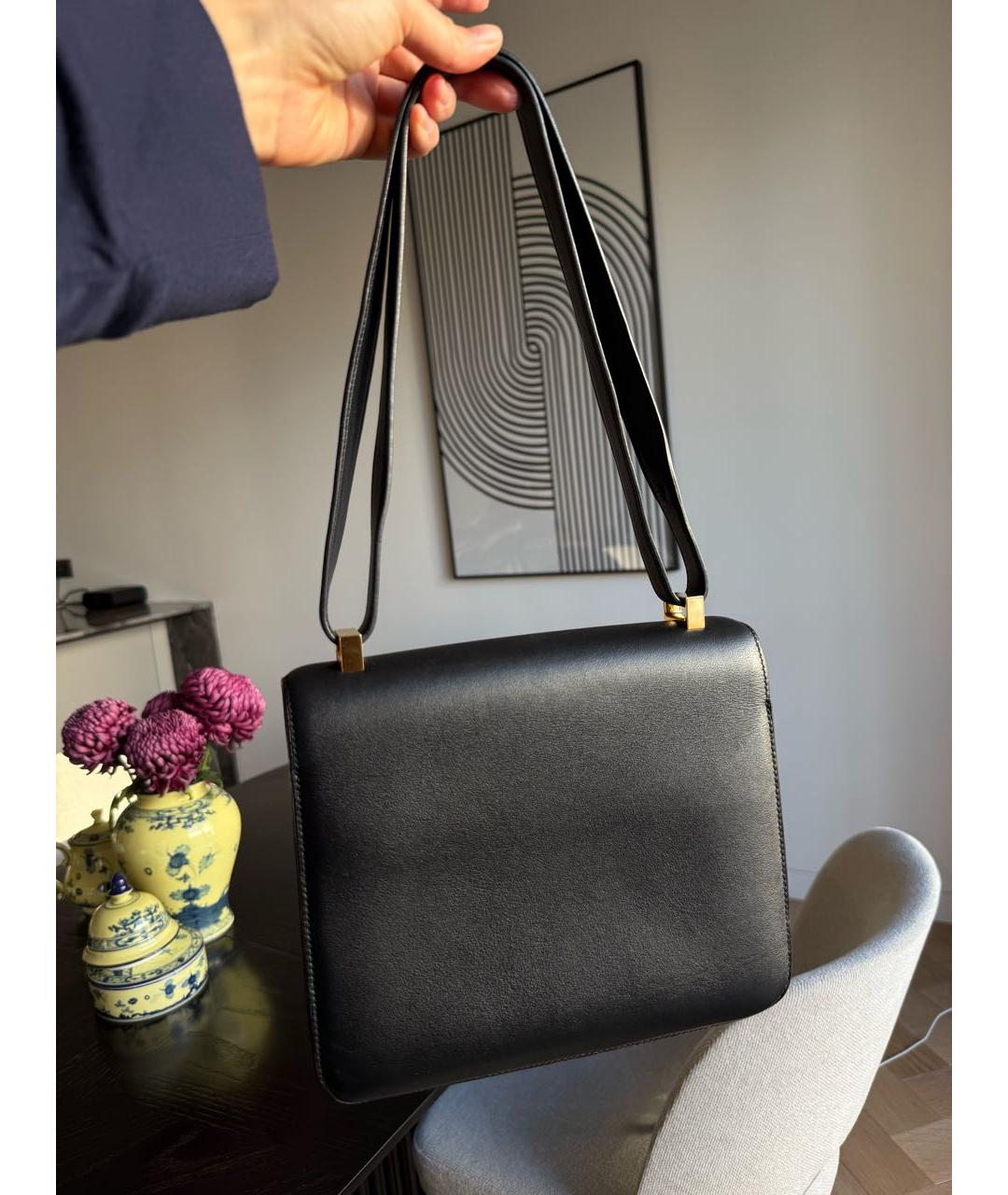 HERMES Черная кожаная сумка через плечо, фото 2