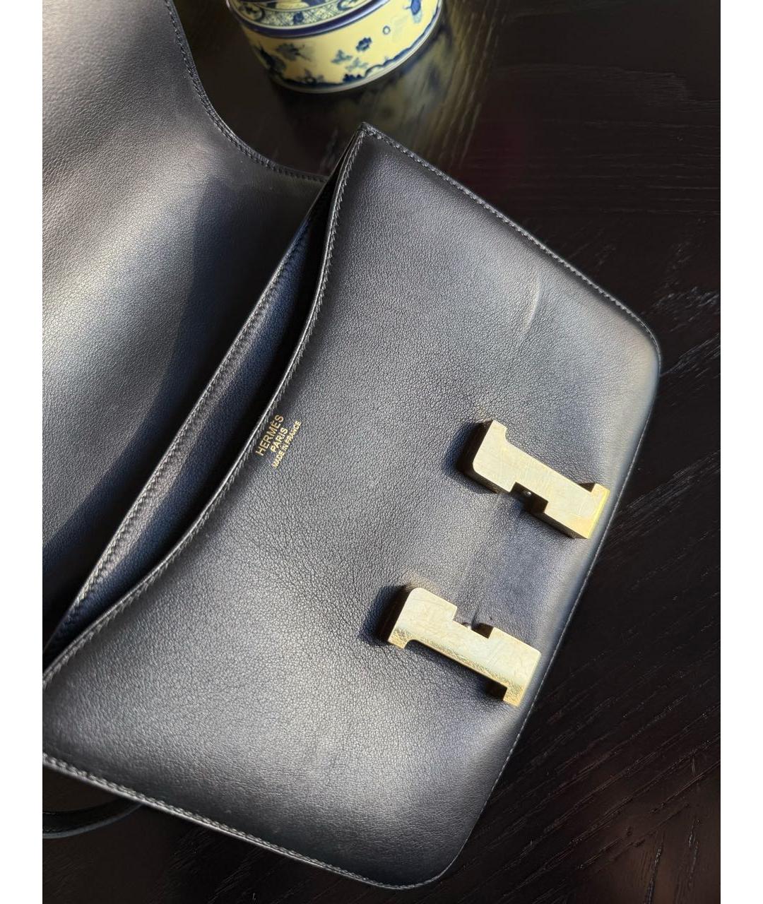 HERMES Черная кожаная сумка через плечо, фото 5