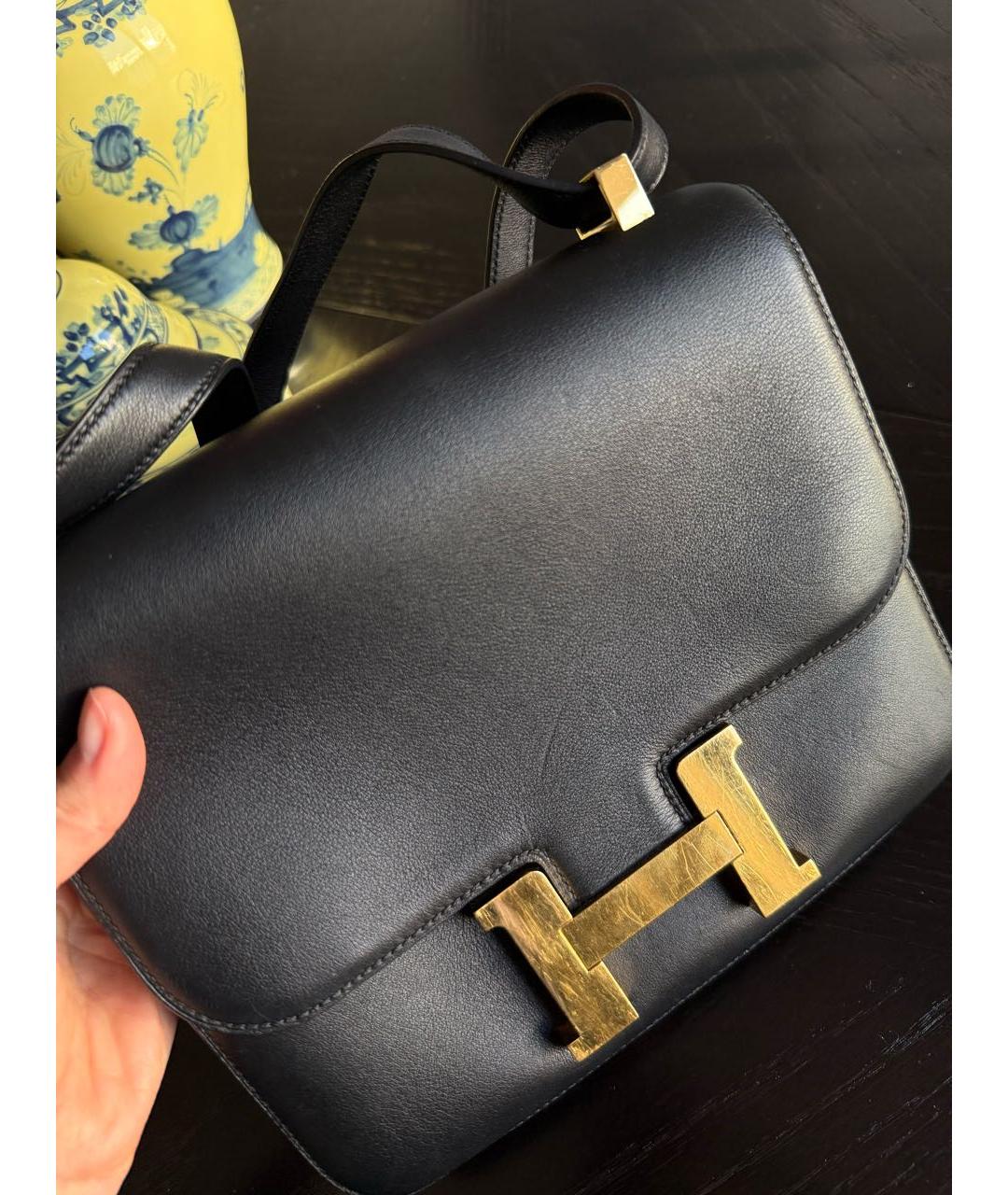 HERMES Черная кожаная сумка через плечо, фото 3
