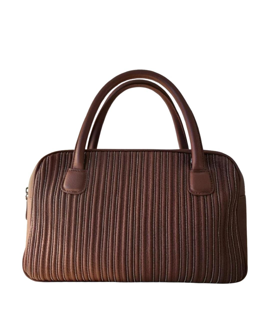 FABIANA FILIPPI Коричневая кожаная сумка с короткими ручками, фото 1