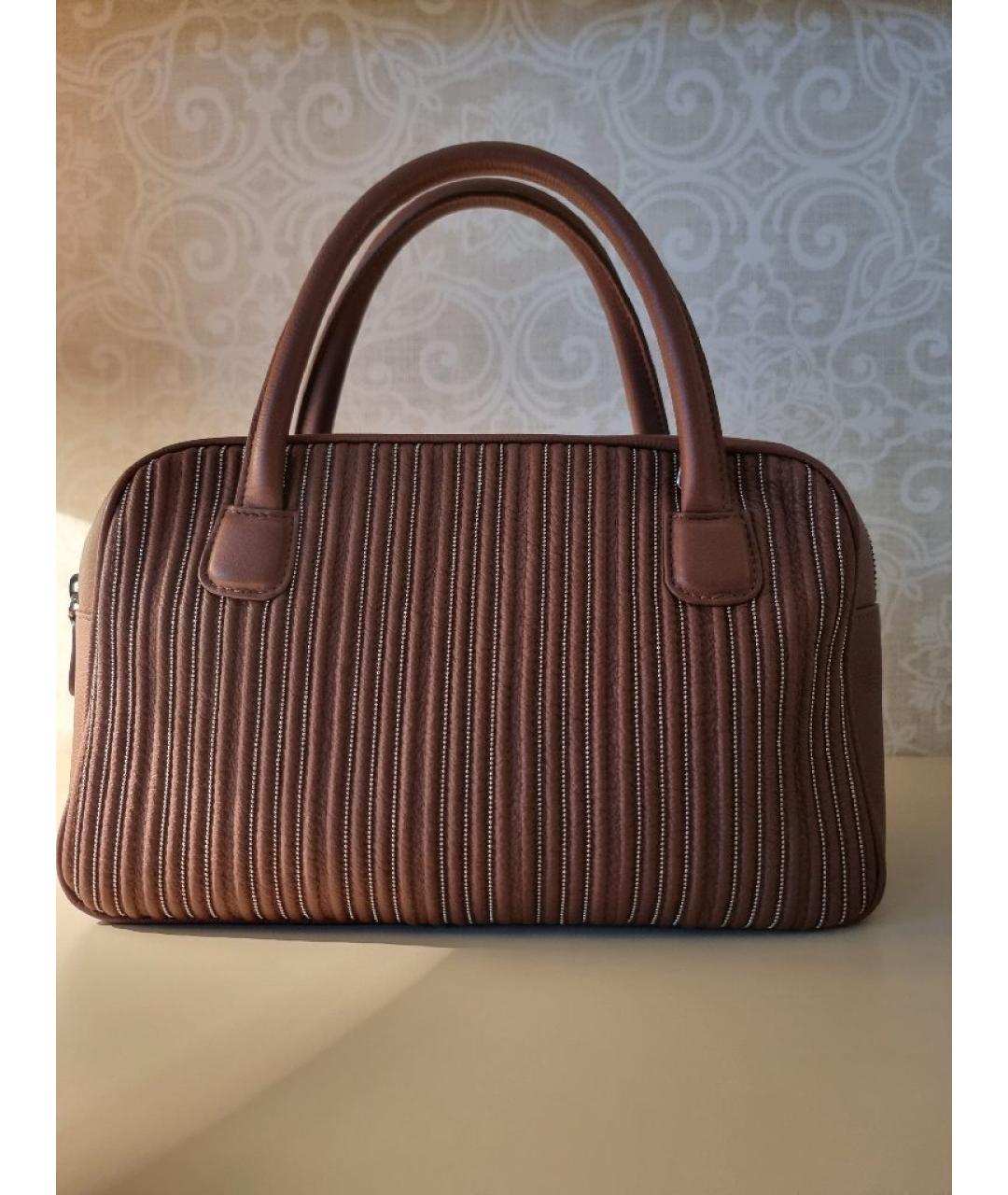 FABIANA FILIPPI Коричневая кожаная сумка с короткими ручками, фото 10