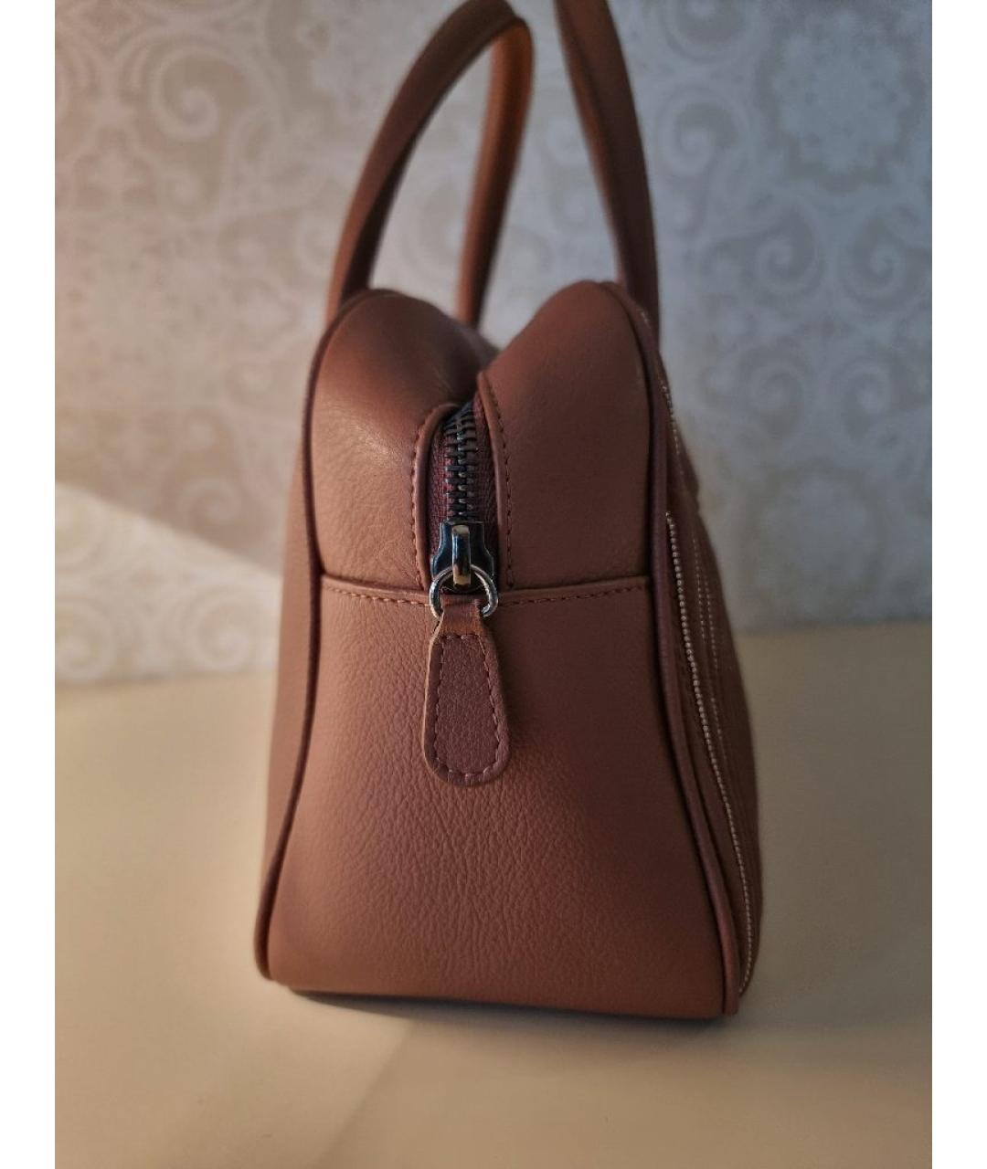 FABIANA FILIPPI Коричневая кожаная сумка с короткими ручками, фото 2
