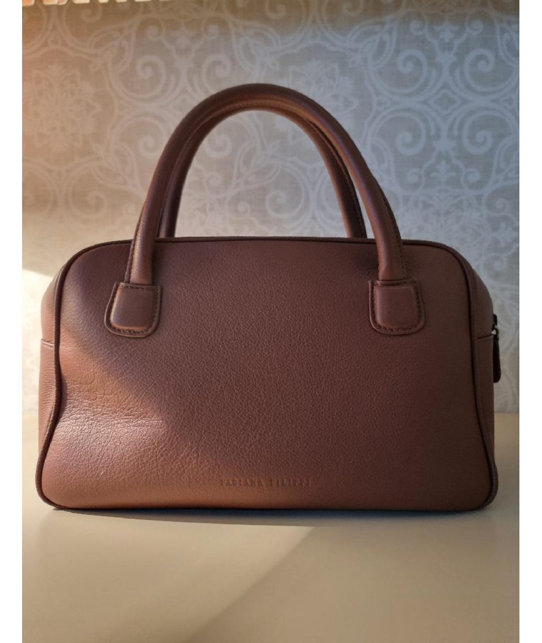 FABIANA FILIPPI Коричневая кожаная сумка с короткими ручками, фото 3