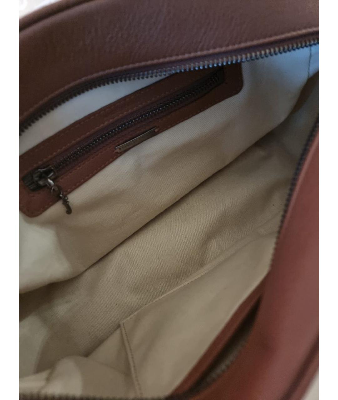 FABIANA FILIPPI Коричневая кожаная сумка с короткими ручками, фото 4