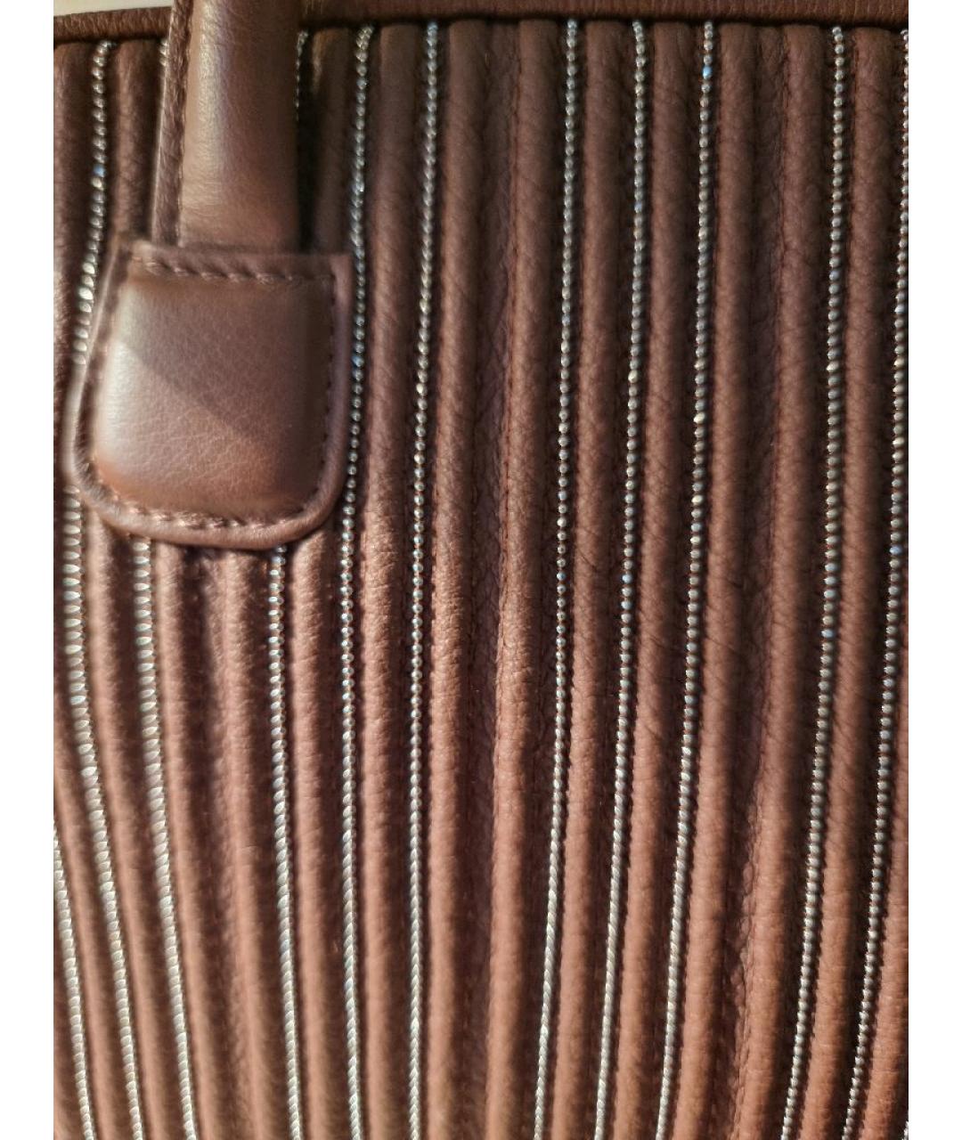 FABIANA FILIPPI Коричневая кожаная сумка с короткими ручками, фото 6