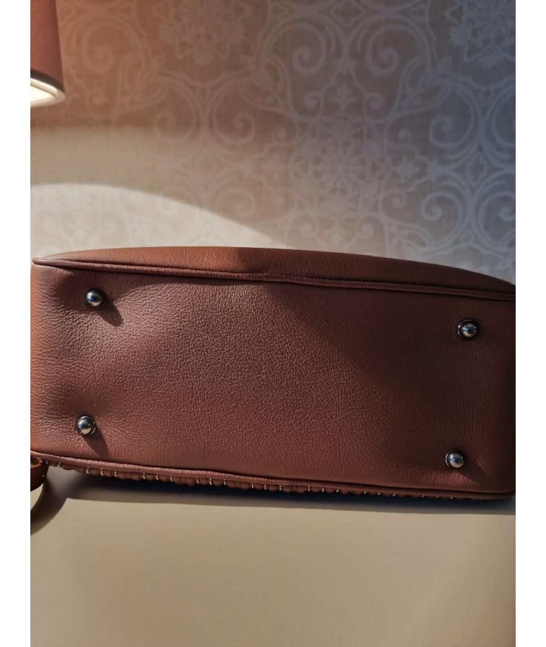 FABIANA FILIPPI Коричневая кожаная сумка с короткими ручками, фото 9