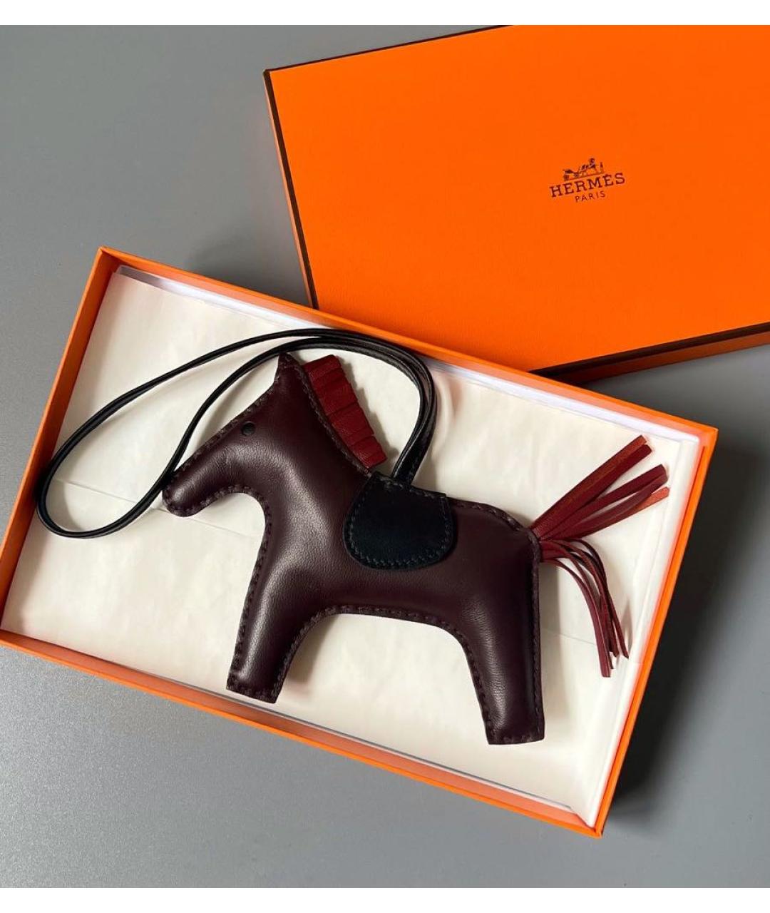 HERMES Бордовый брелок, фото 2
