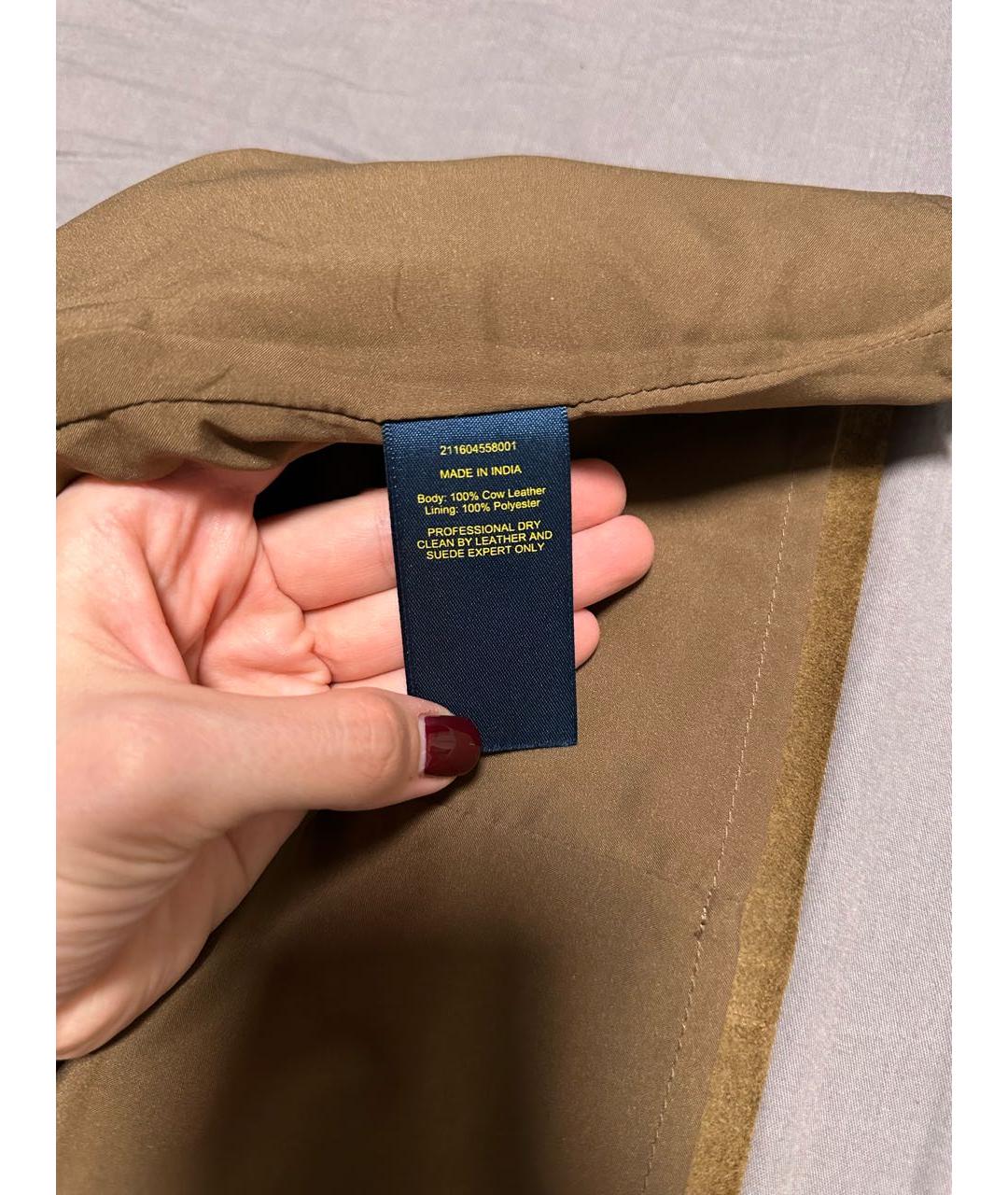 POLO RALPH LAUREN Бежевая замшевая юбка мини, фото 4