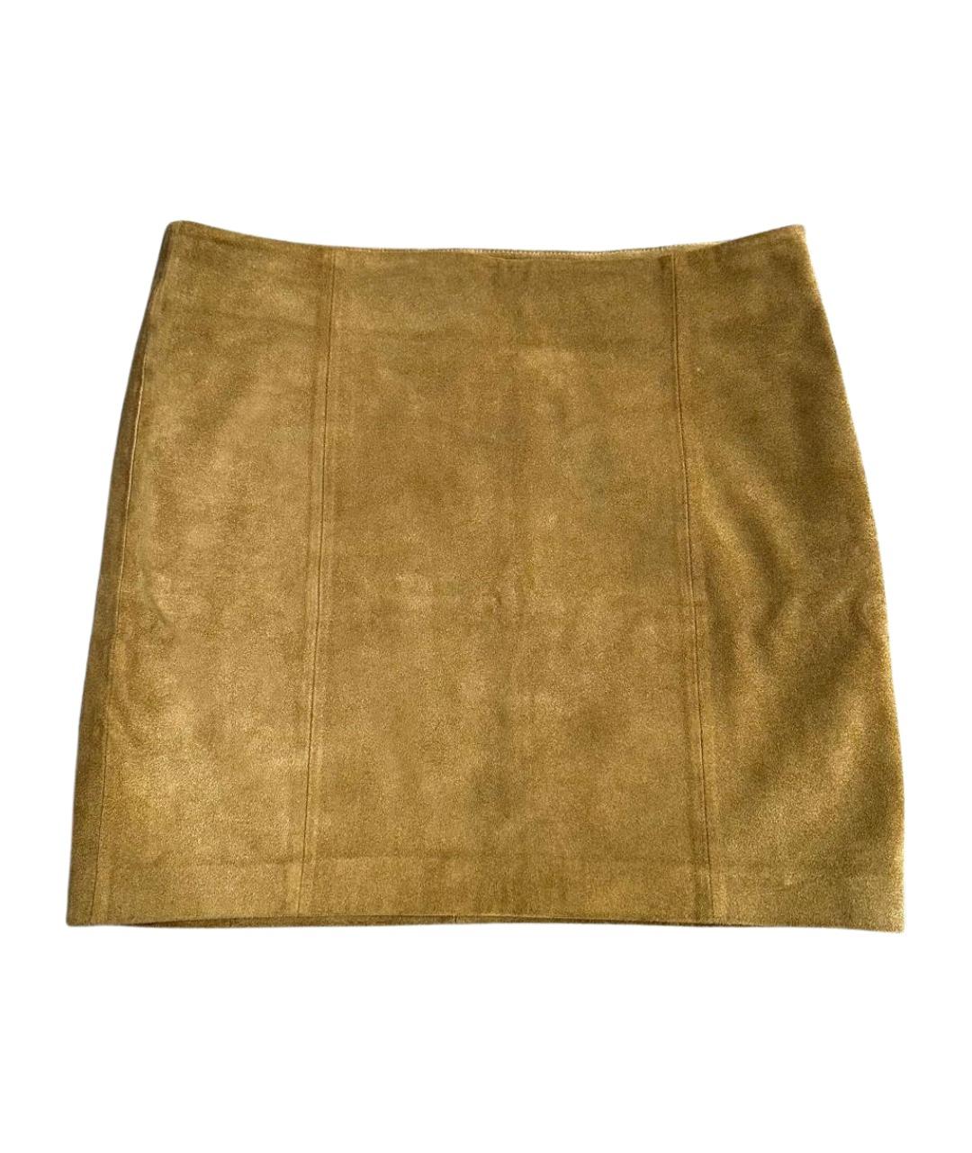 POLO RALPH LAUREN Бежевая замшевая юбка мини, фото 1