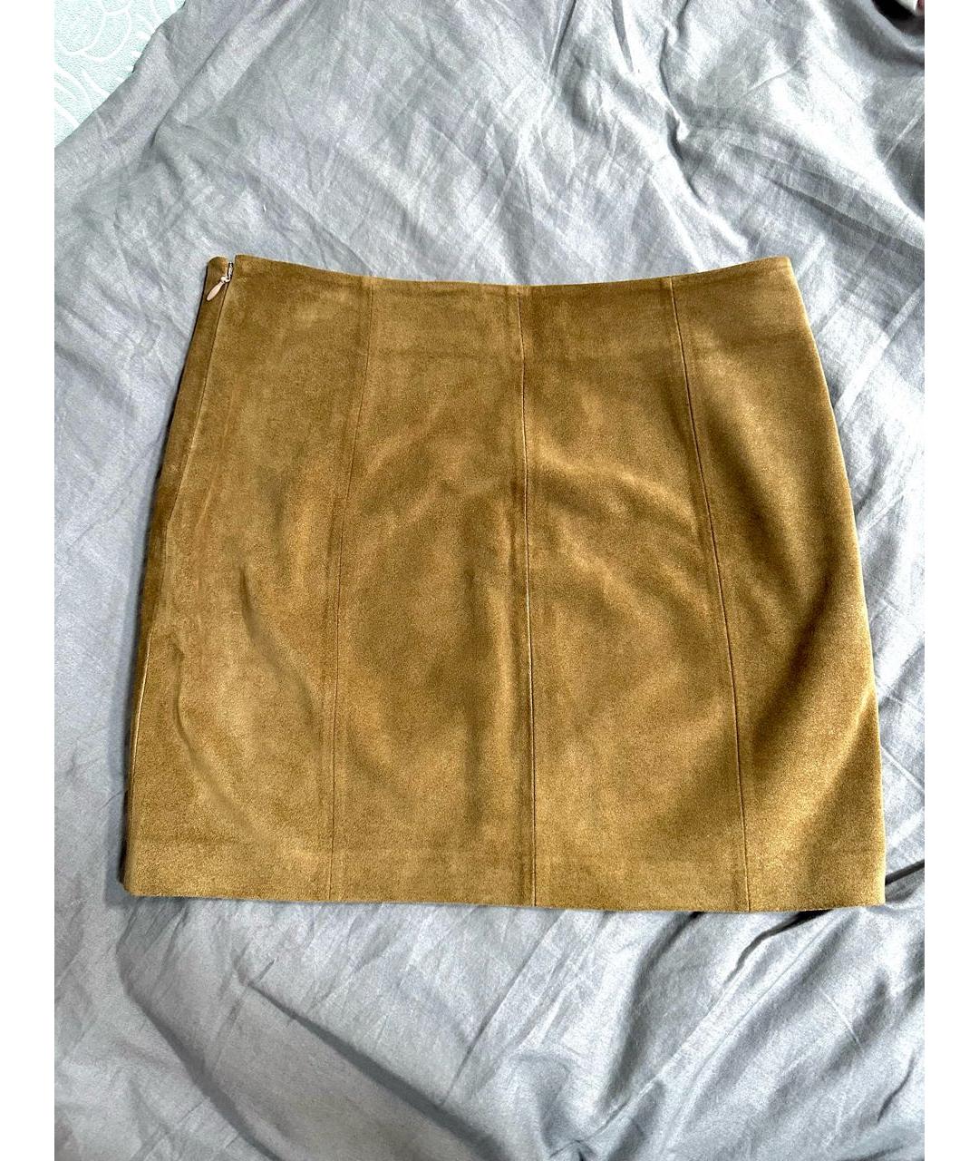 POLO RALPH LAUREN Бежевая замшевая юбка мини, фото 2