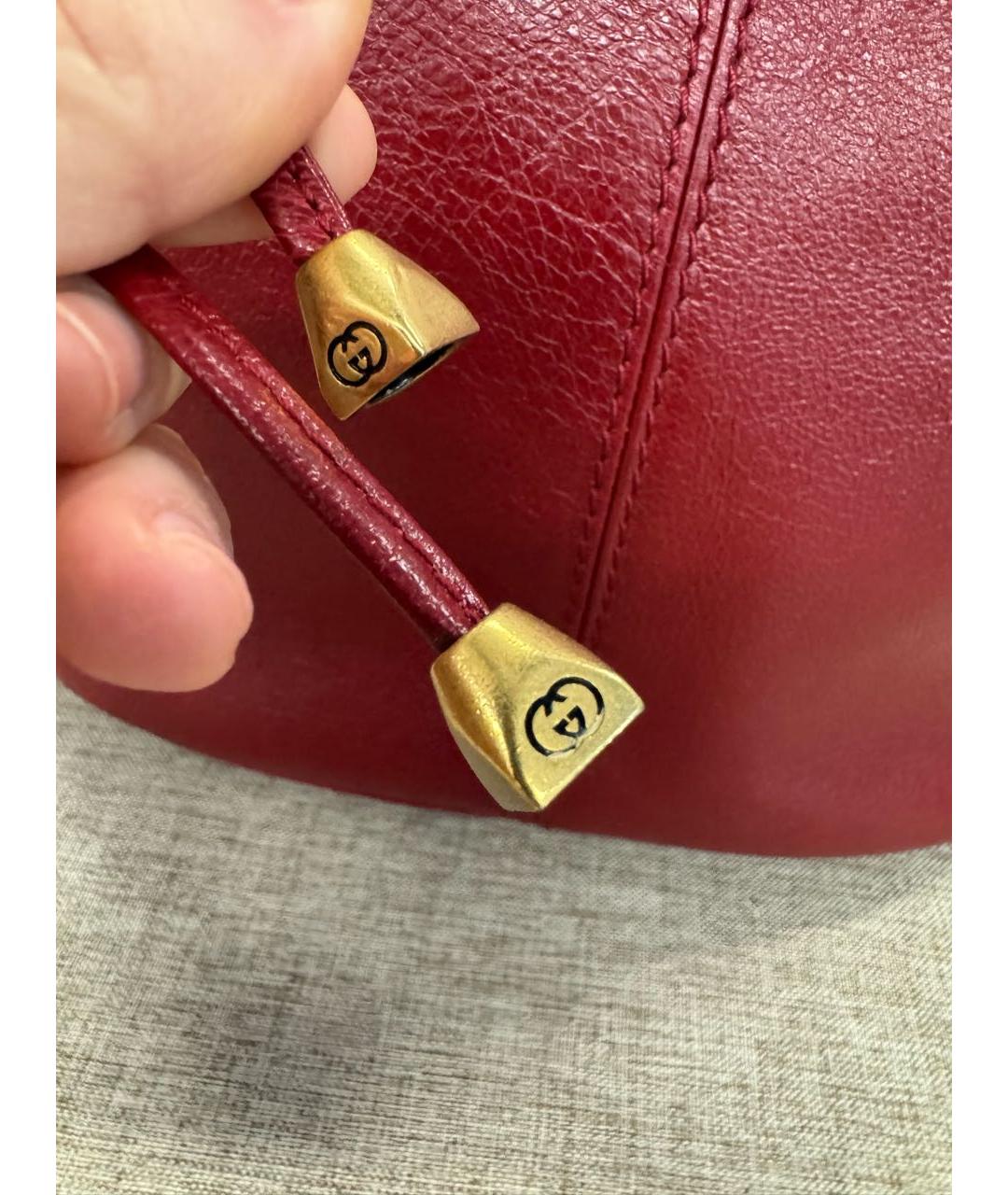 GUCCI Бордовая кожаная сумка тоут, фото 5
