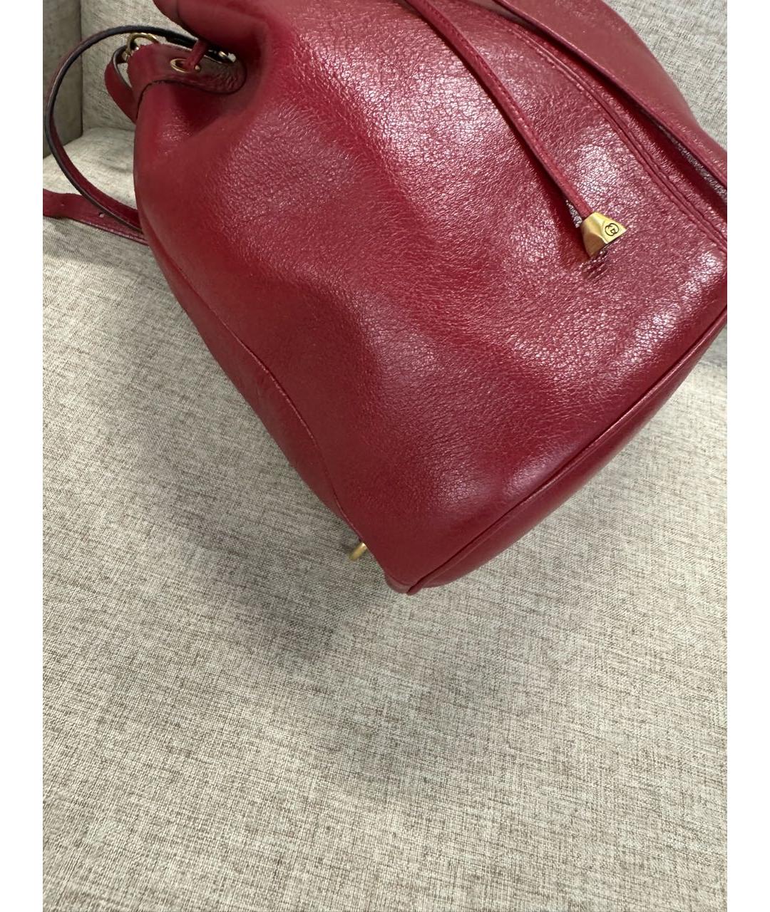 GUCCI Бордовая кожаная сумка тоут, фото 6