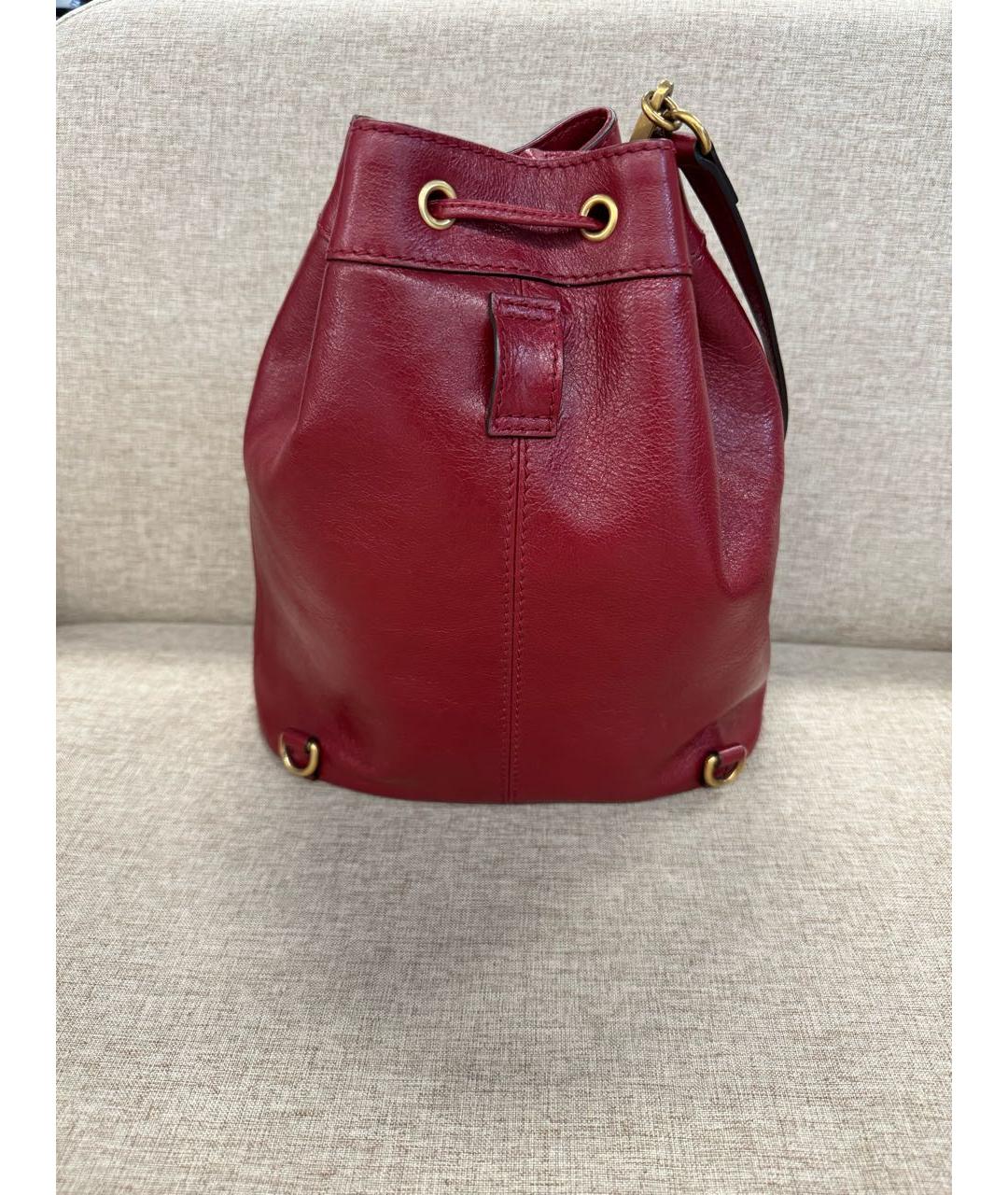 GUCCI Бордовая кожаная сумка тоут, фото 3