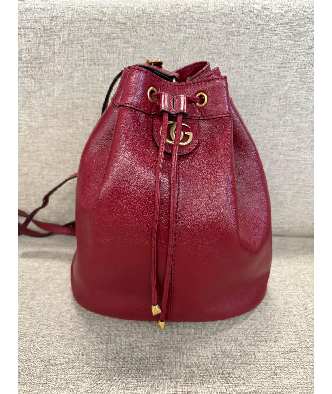 GUCCI Бордовая кожаная сумка тоут, фото 7