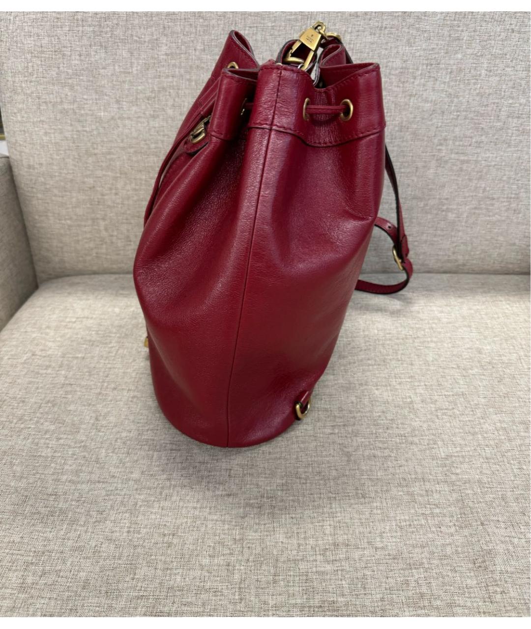 GUCCI Бордовая кожаная сумка тоут, фото 2