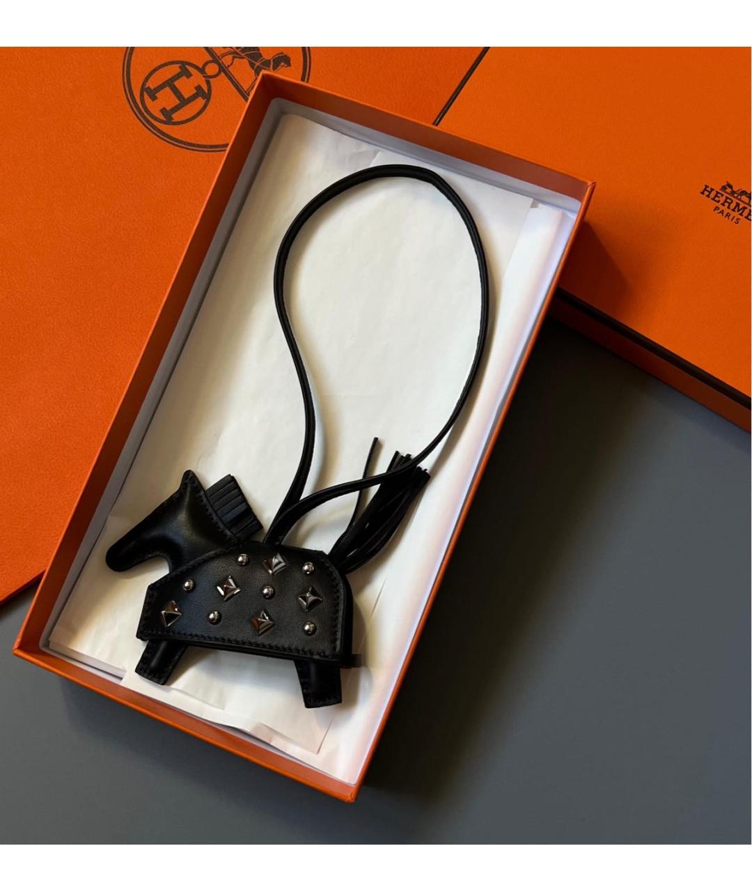 HERMES Черный брелок, фото 3