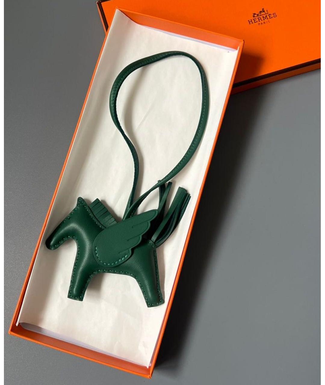 HERMES Зеленый брелок, фото 3