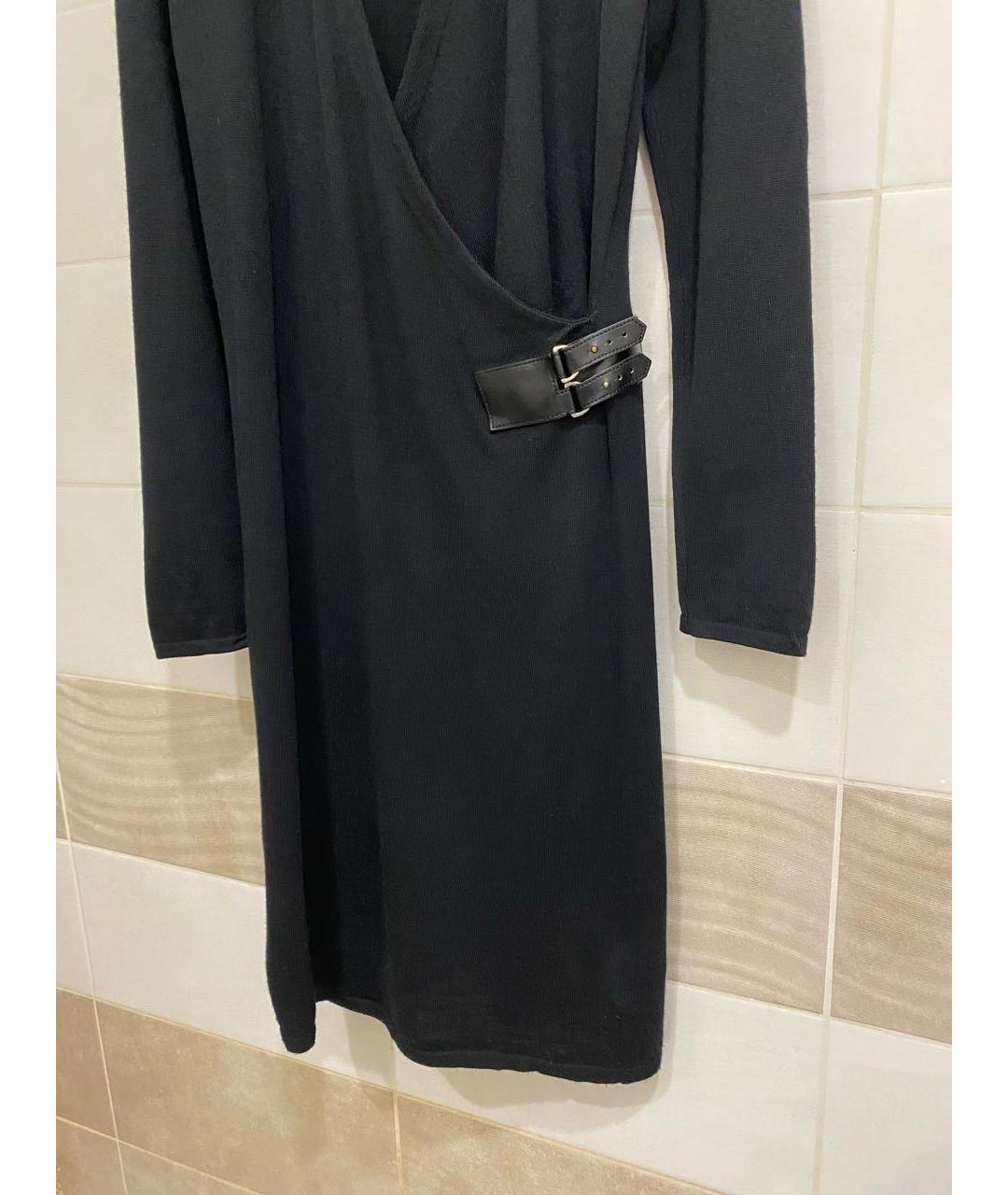 RALPH LAUREN COLLECTION Черное шерстяное повседневное платье, фото 2